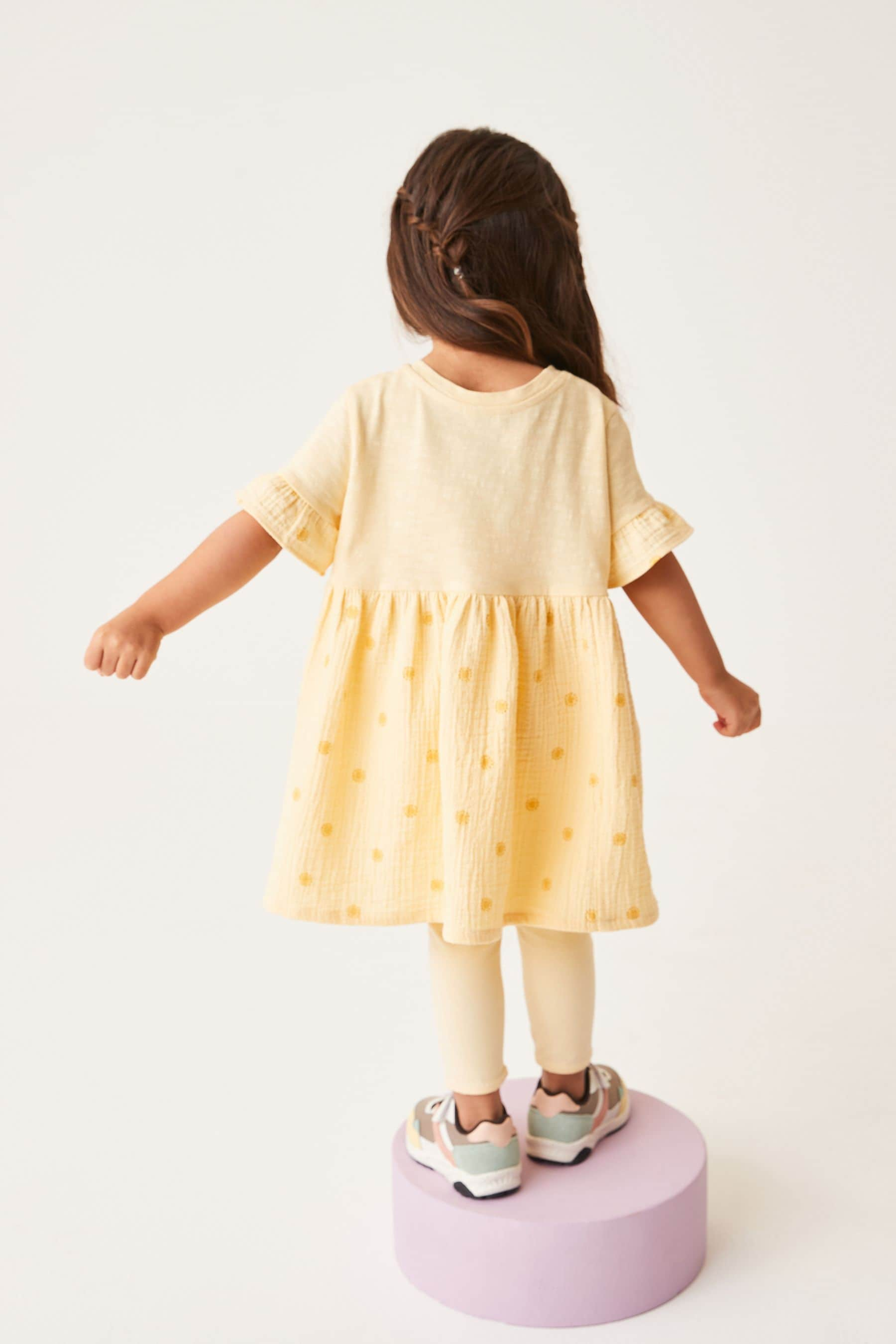 Yellow Relaxed Day Dress And Leggings Set (3mths-7yrs)