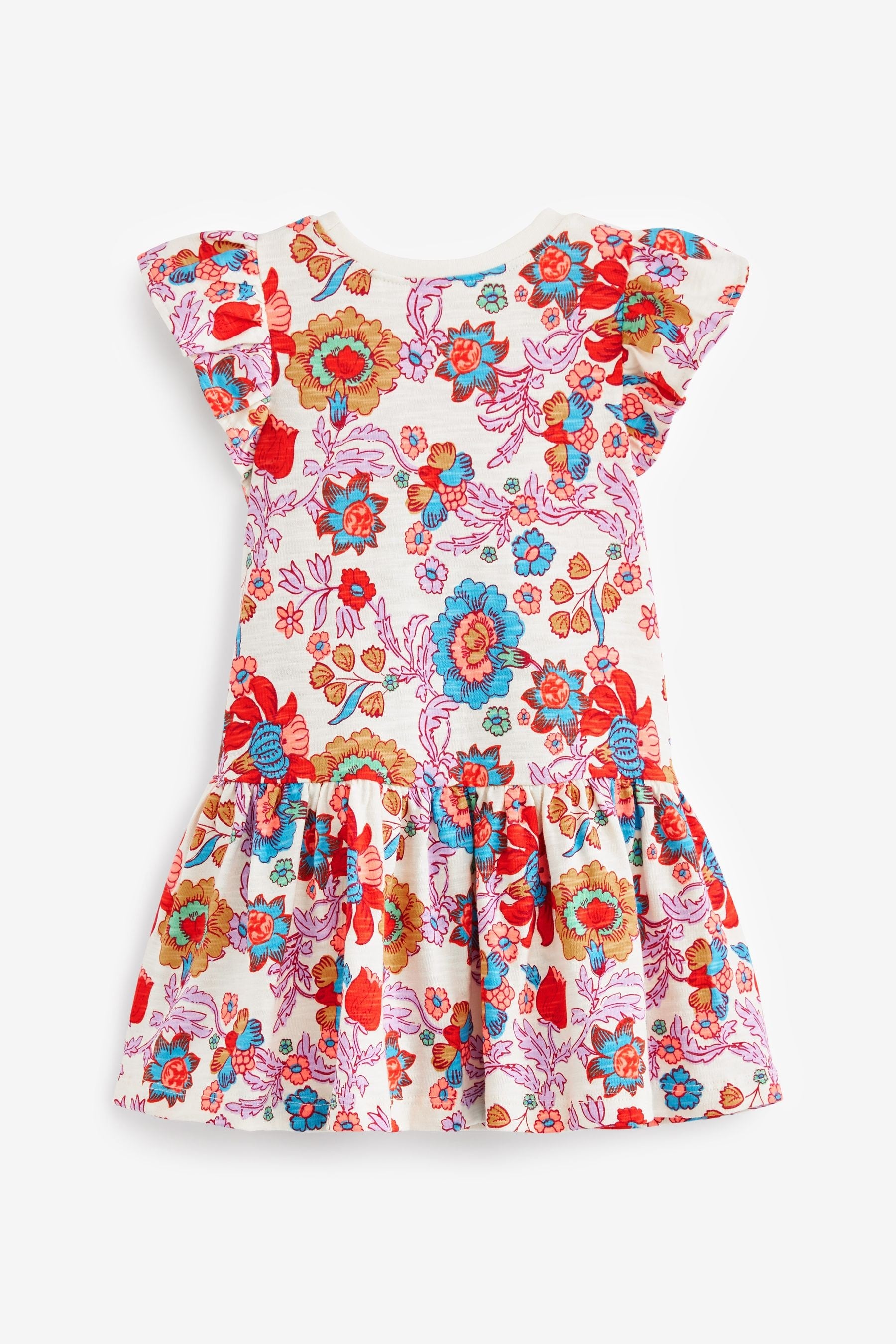 Floral Short Sleeve Peplum Jersey Dress (3mths-7yrs)