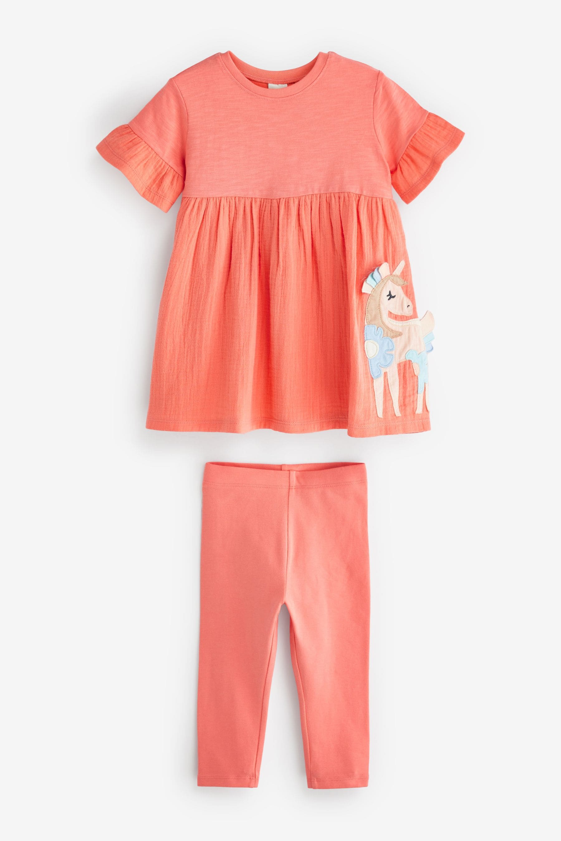 Pink Unicorn Relaxed Day Dress And Leggings Set (3mths-7yrs)