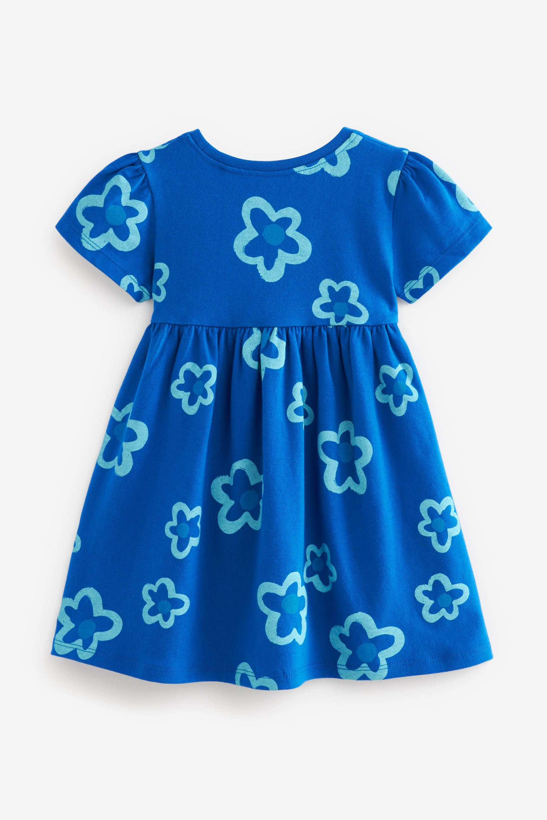 Blue Short Sleeve Cotton Jersey Dress (3mths-7yrs)