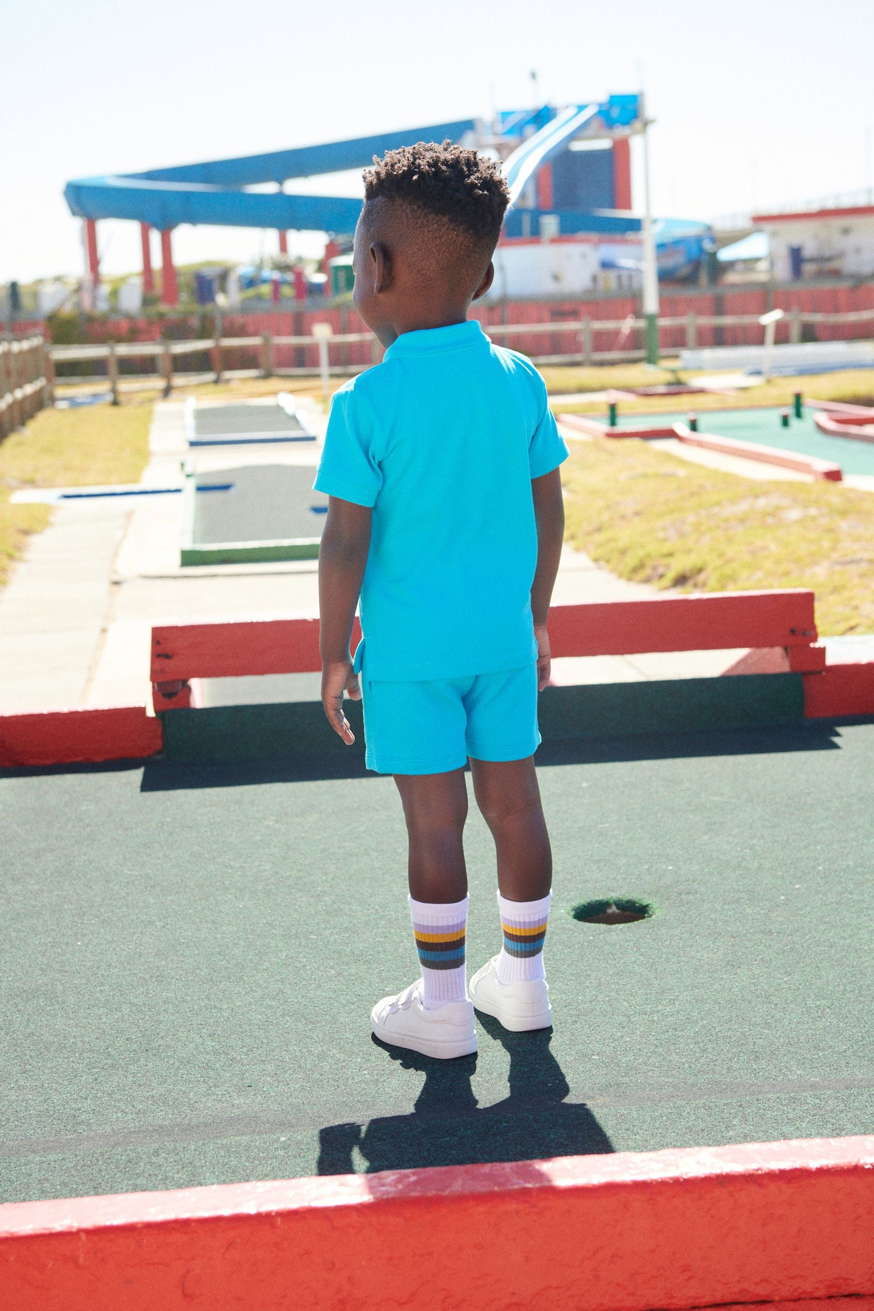 Turquoise Blue Short Sleeve Polo and Shorts Set (3mths-7yrs)