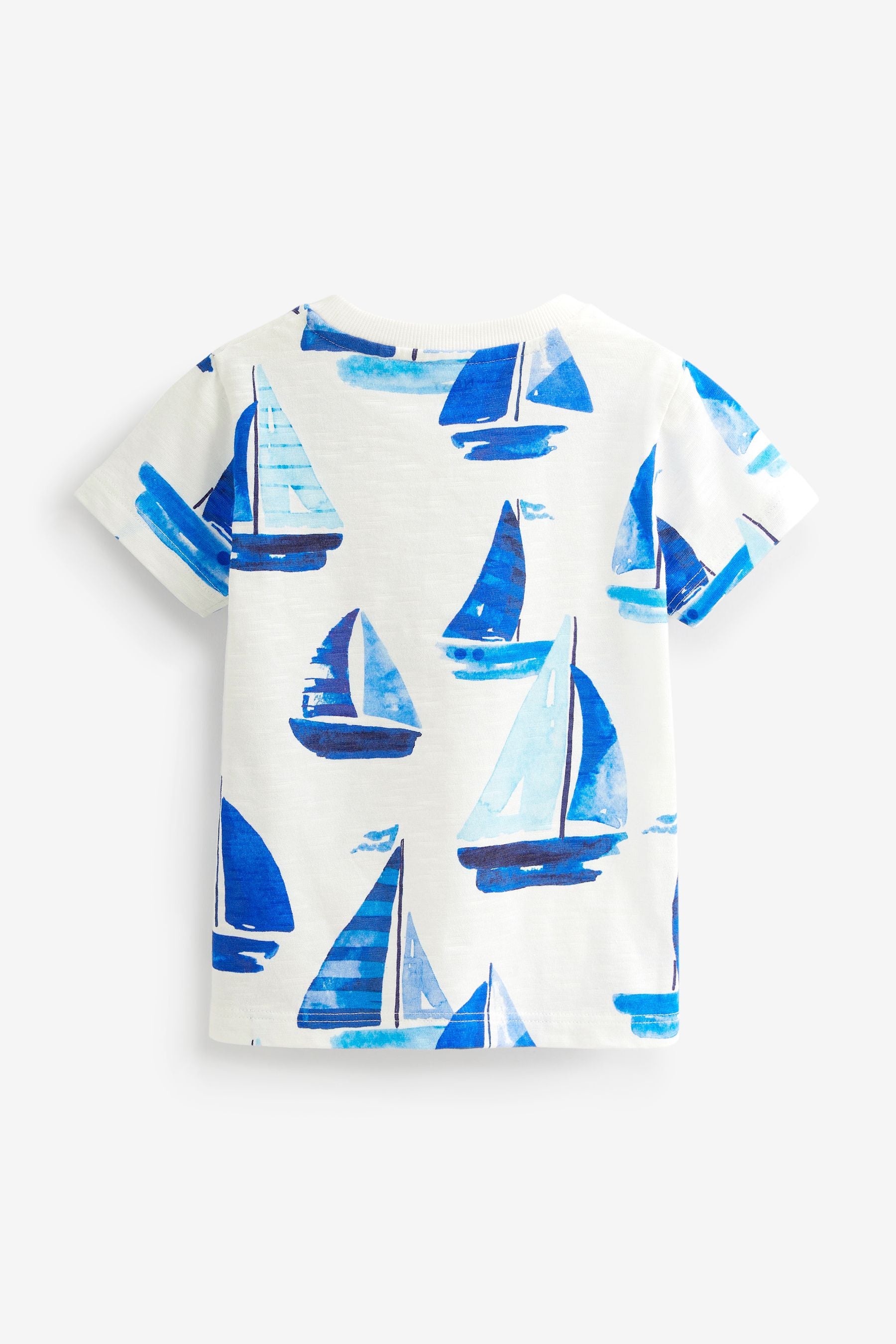 White/Blue Yachts Short Sleeve All Over Print T-Shirt (3mths-7yrs)