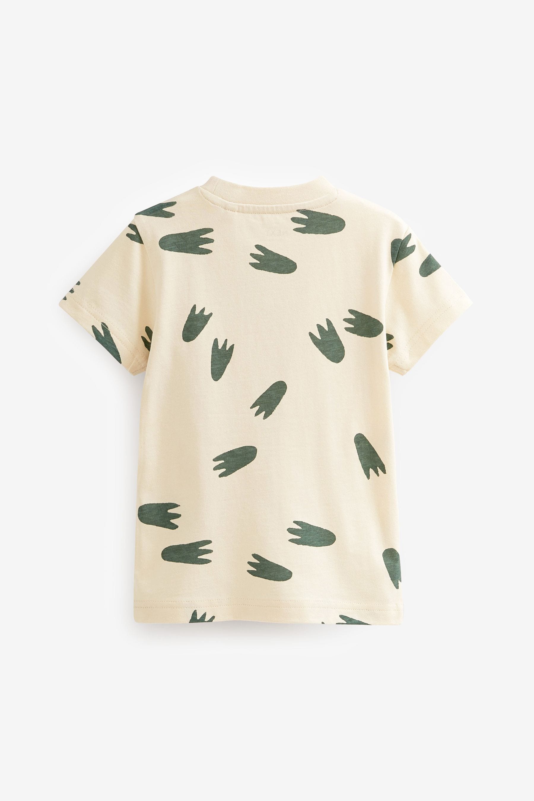 Neutral Dinosaur Footprint Short Sleeve All Over Print T-Shirt (3mths-7yrs)