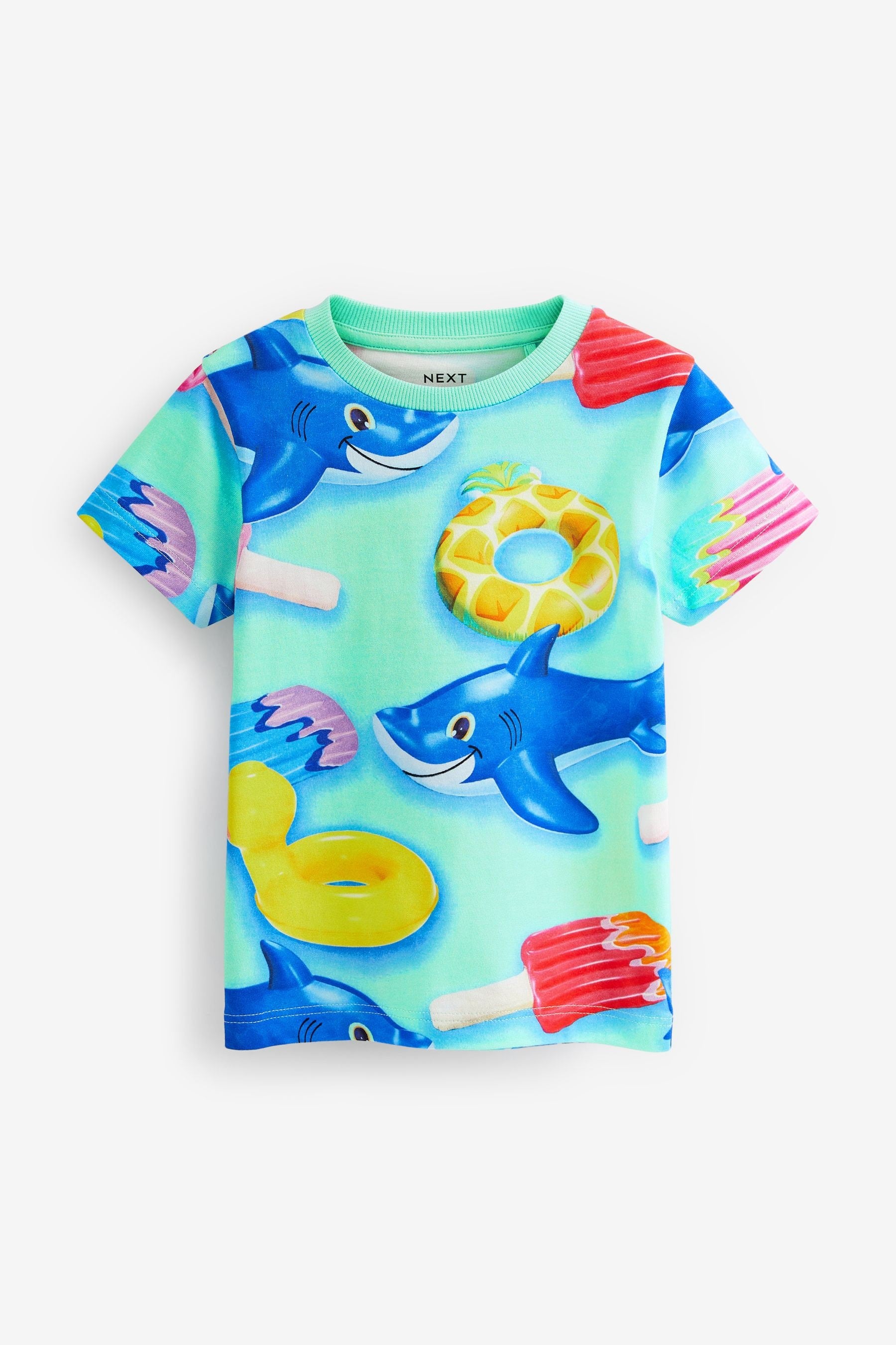 Multi Colour Summer Float Short Sleeve All Over Print T-Shirt (3mths-7yrs)