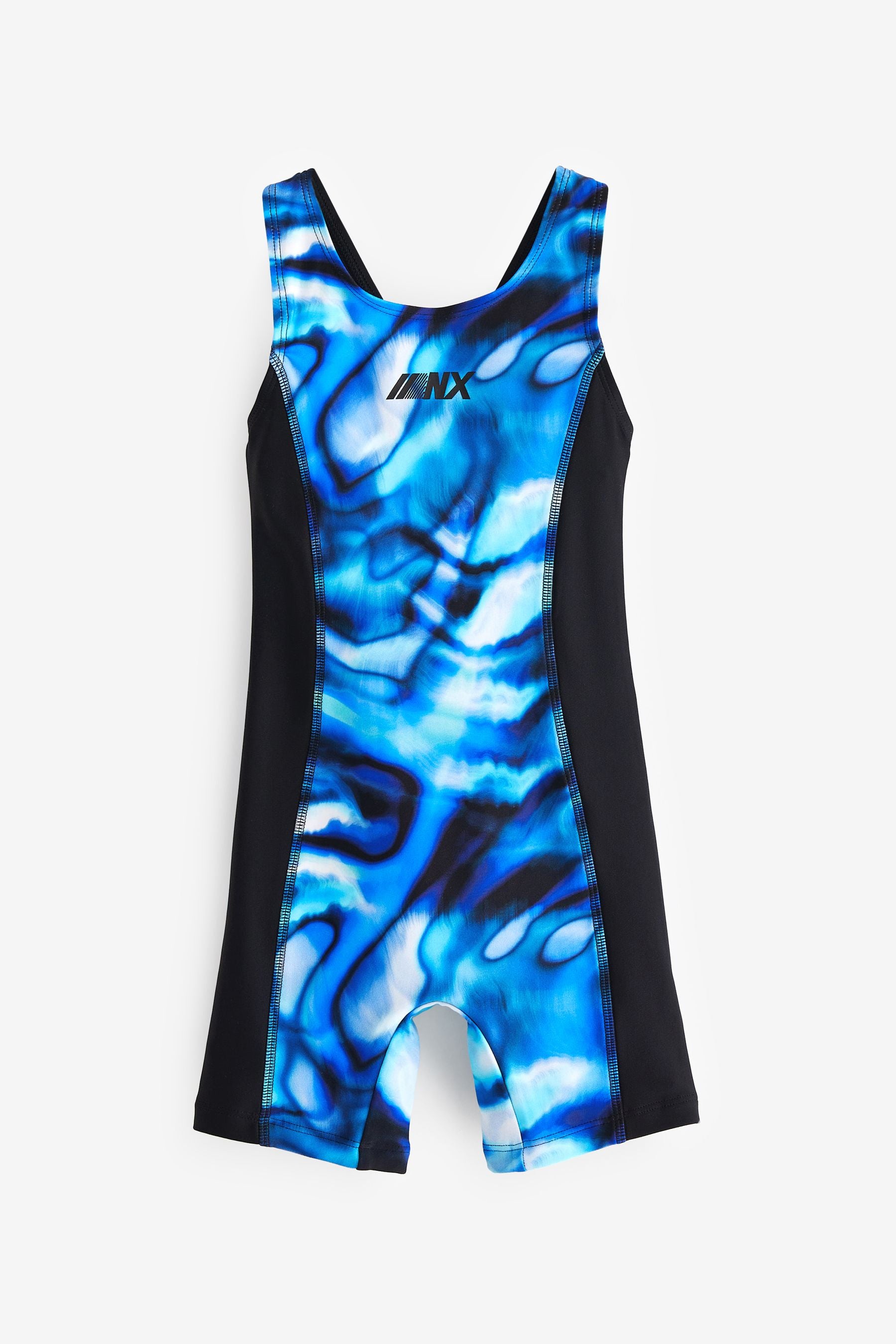 Blue All-Over Print Shortie Swimsuit