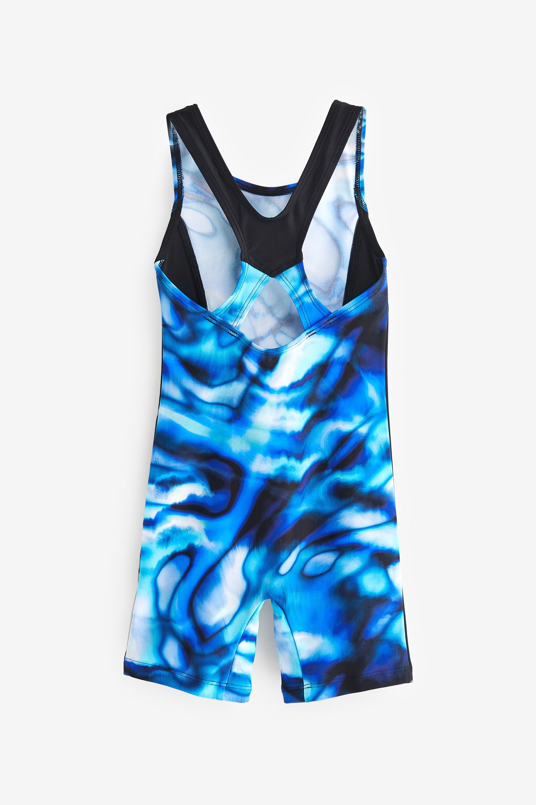 Blue All-Over Print Shortie Swimsuit