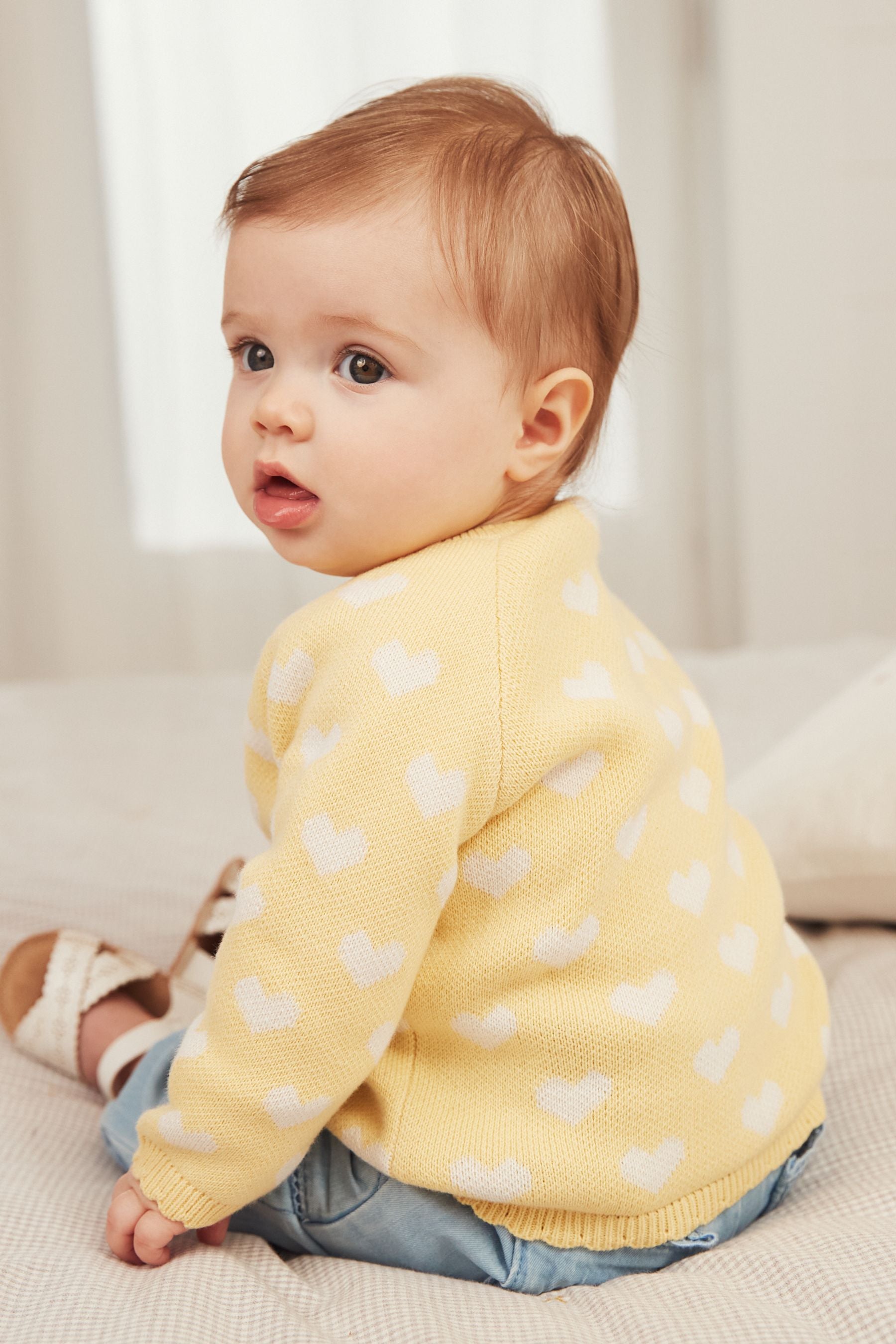 Yellow Bee Pocket Knitted Baby Cardigan