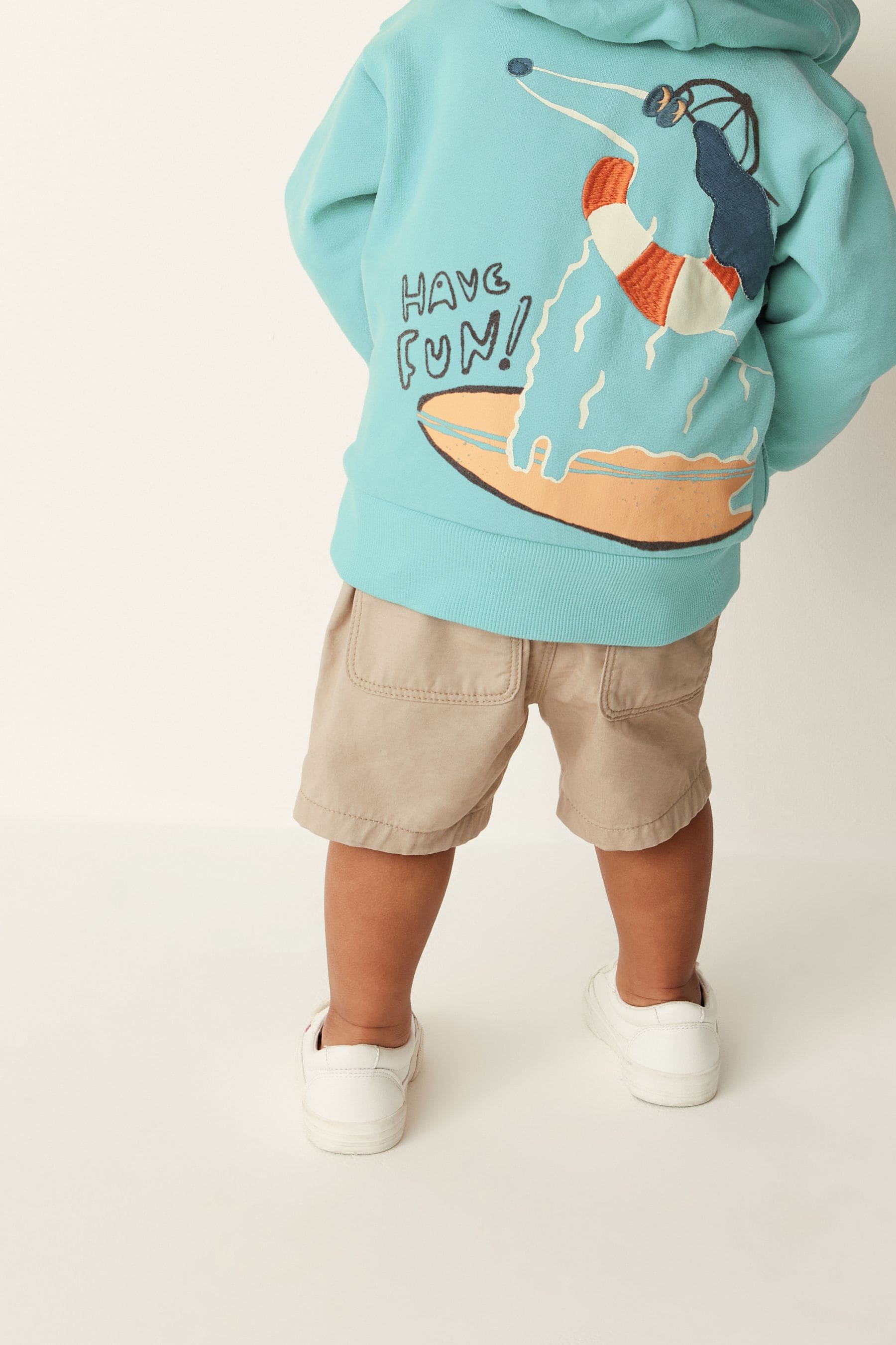 Blue Zip Through Hoodie Back Print (3mths-7yrs)