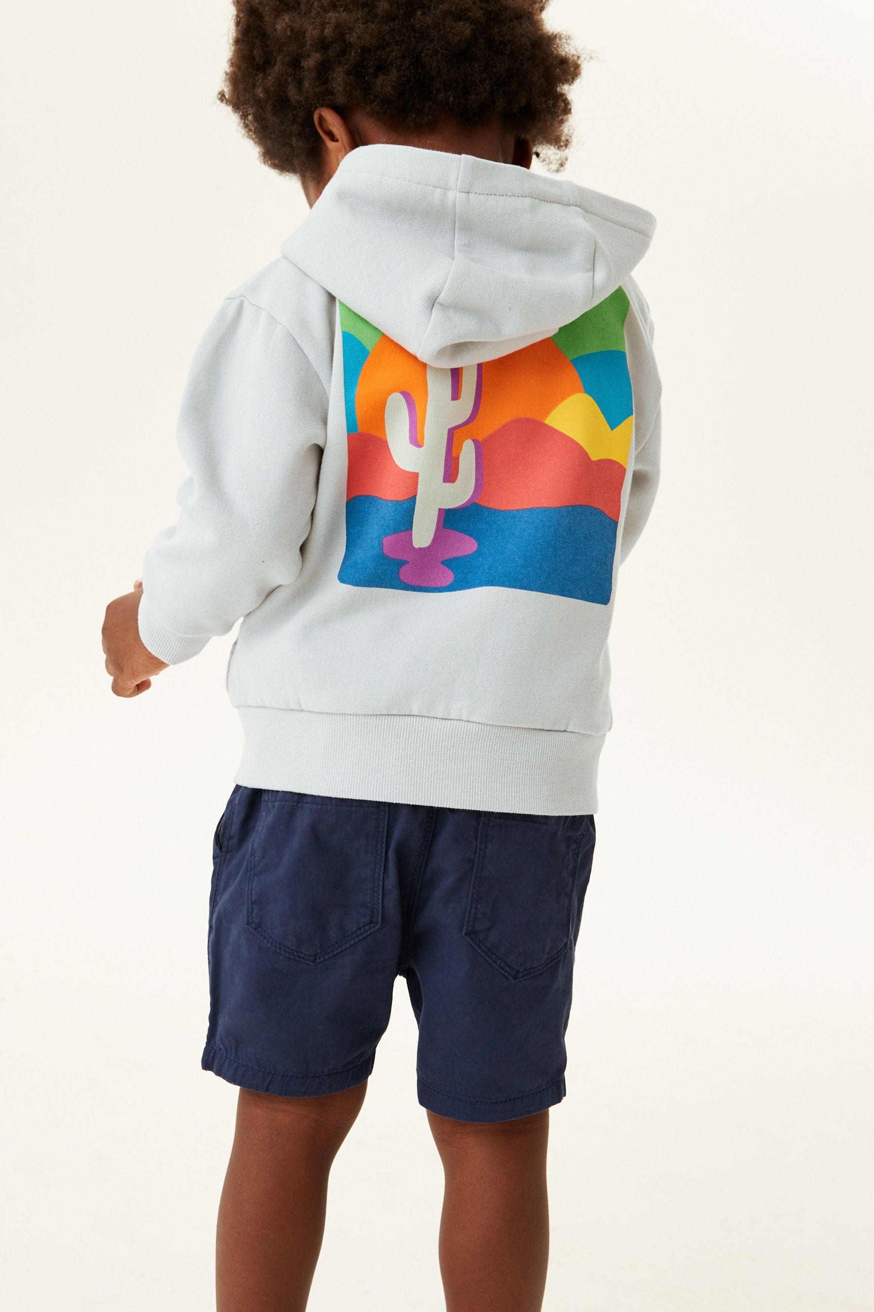 Grey Zip Through Hoodie Back Print (3mths-7yrs)