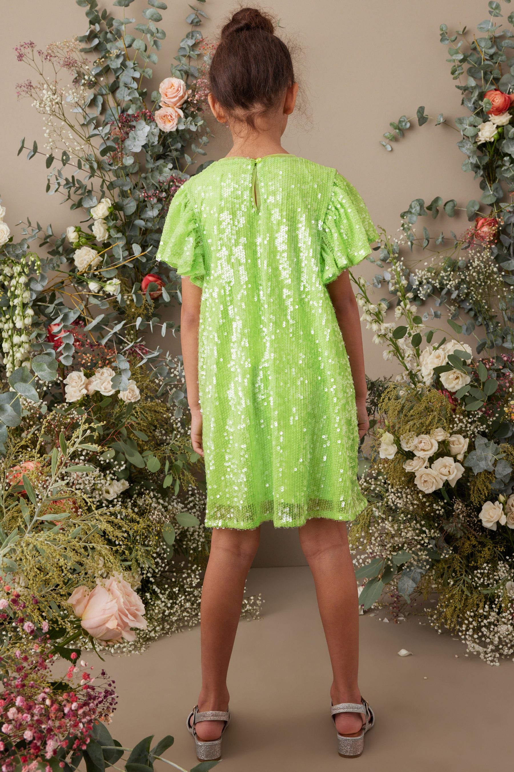 Lime Green Sequin Dress (3-16yrs)