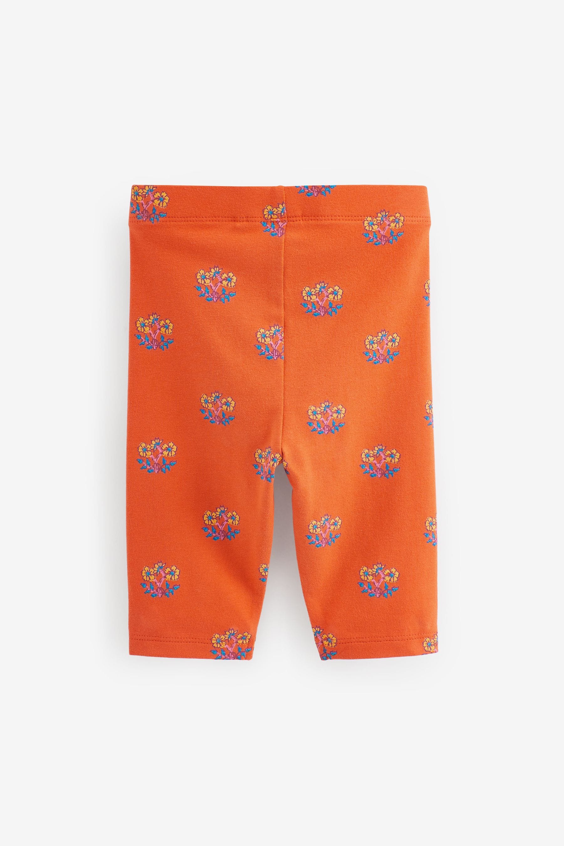 Orange Geo Ditsy Printed Cropped Leggings (3mths-7yrs)