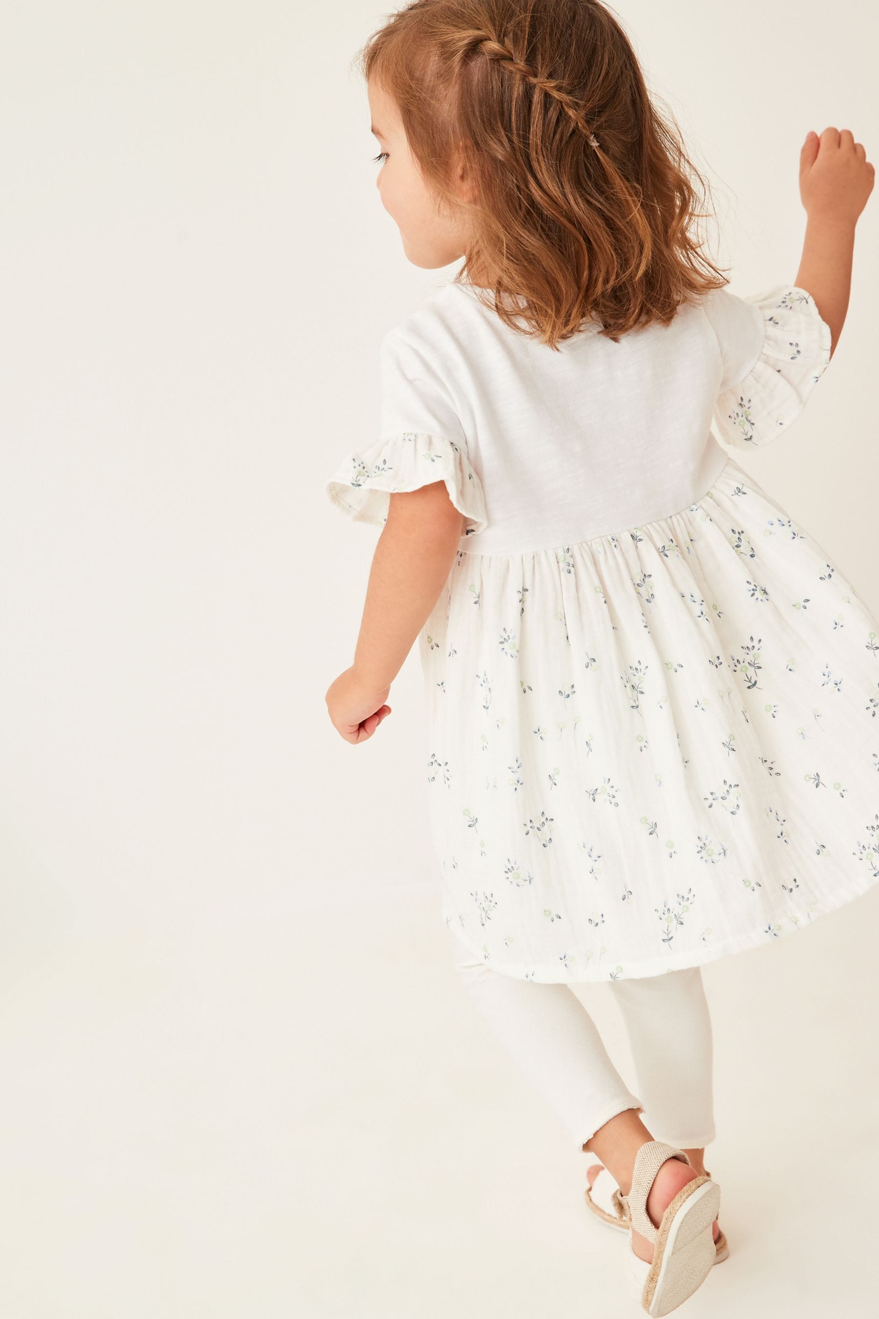 White Relaxed Day Dress And Leggings Set (3mths-7yrs)