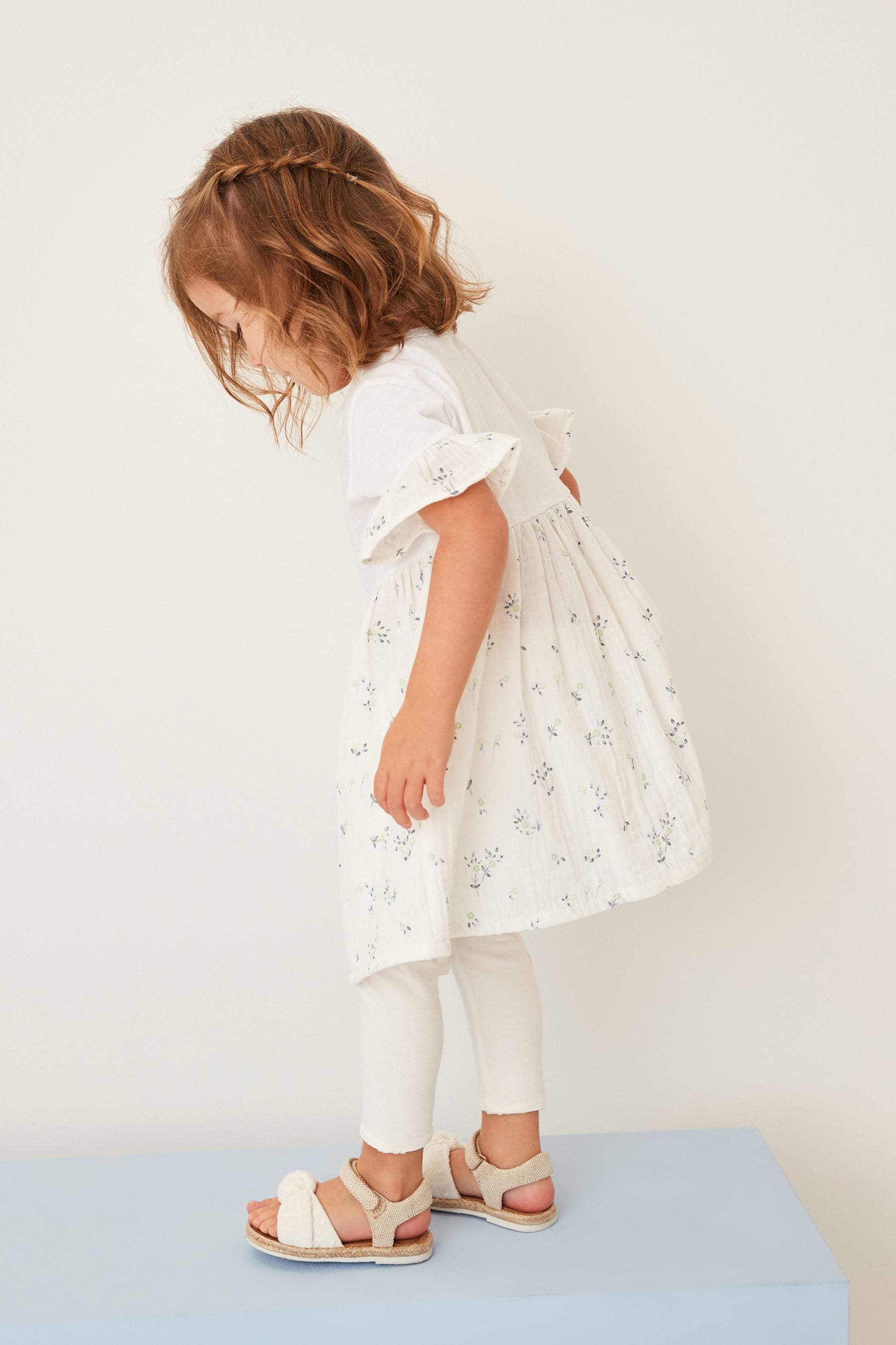 White Relaxed Day Dress And Leggings Set (3mths-7yrs)