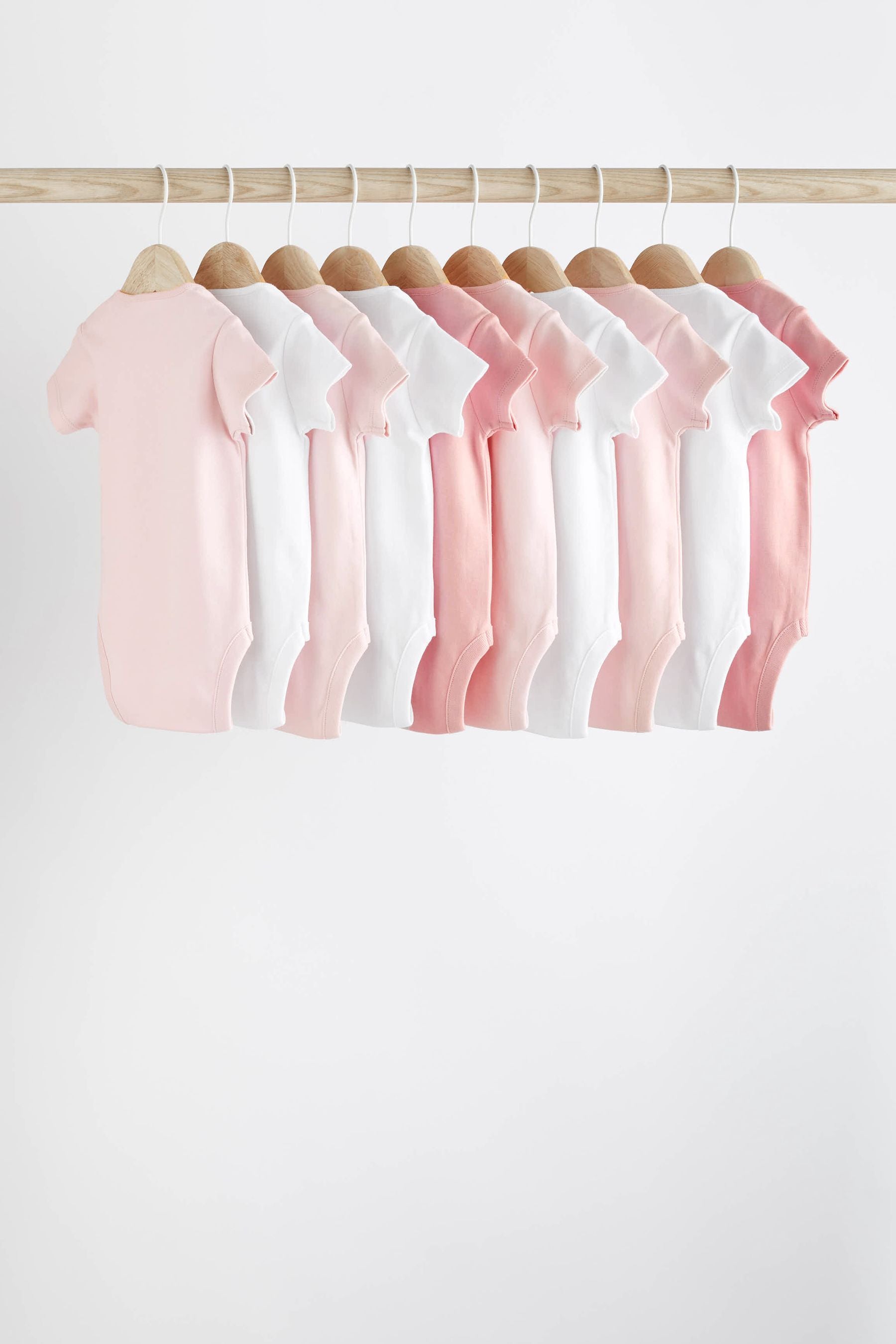 Pink/White Short Sleeve Baby Bodysuits