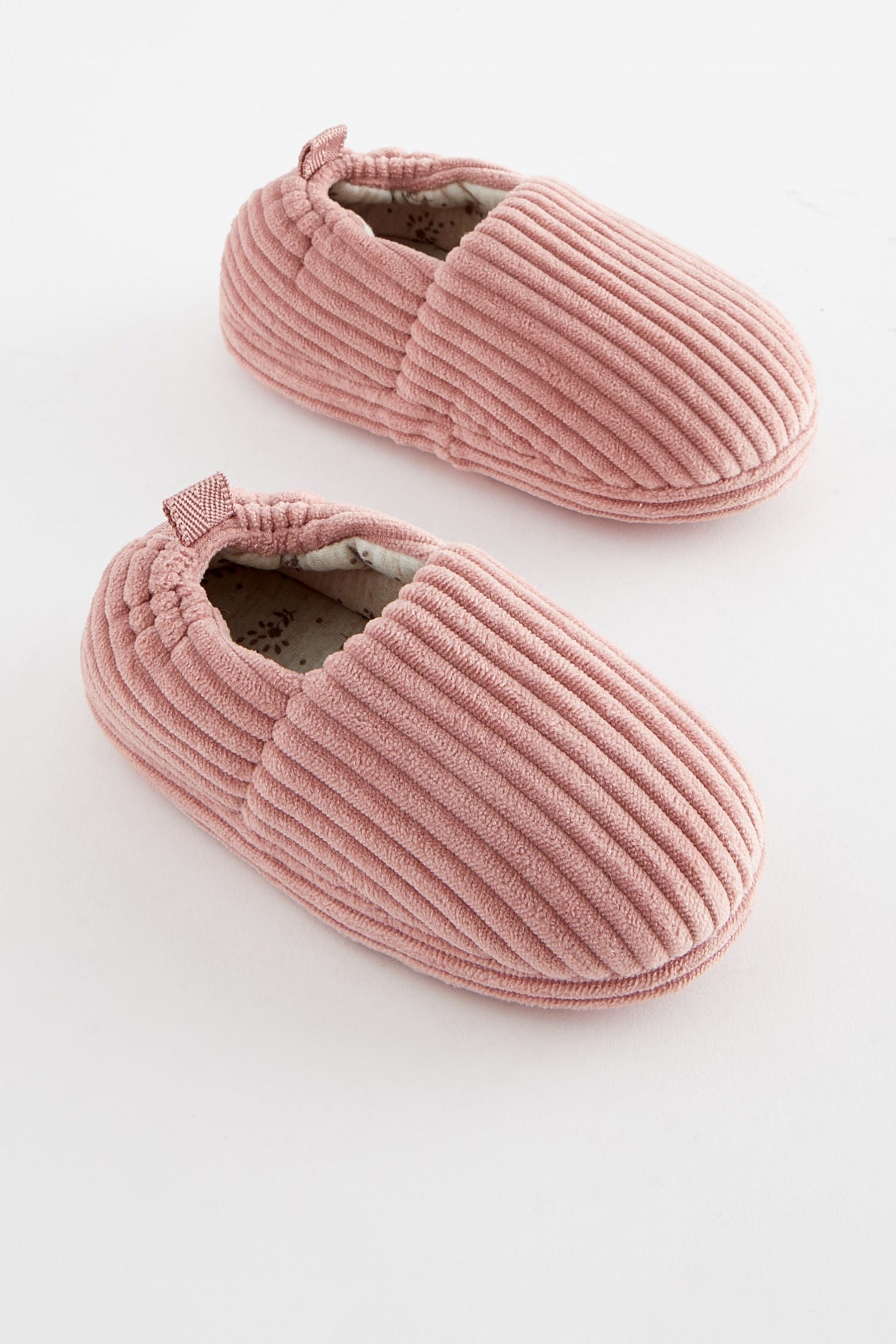 Pink Corduroy Teddy Borg Fleece Slippers