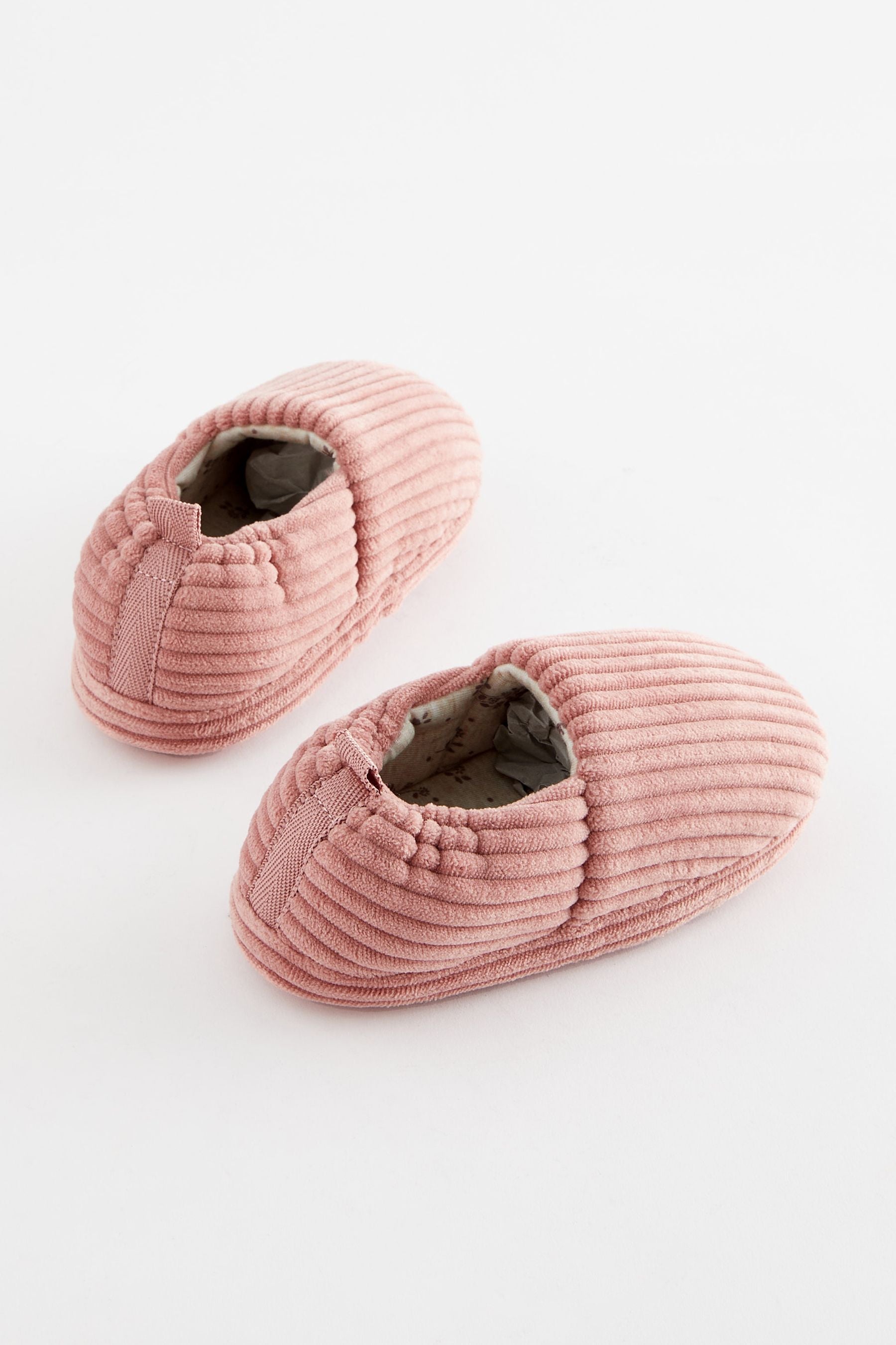 Pink Corduroy Teddy Borg Fleece Slippers