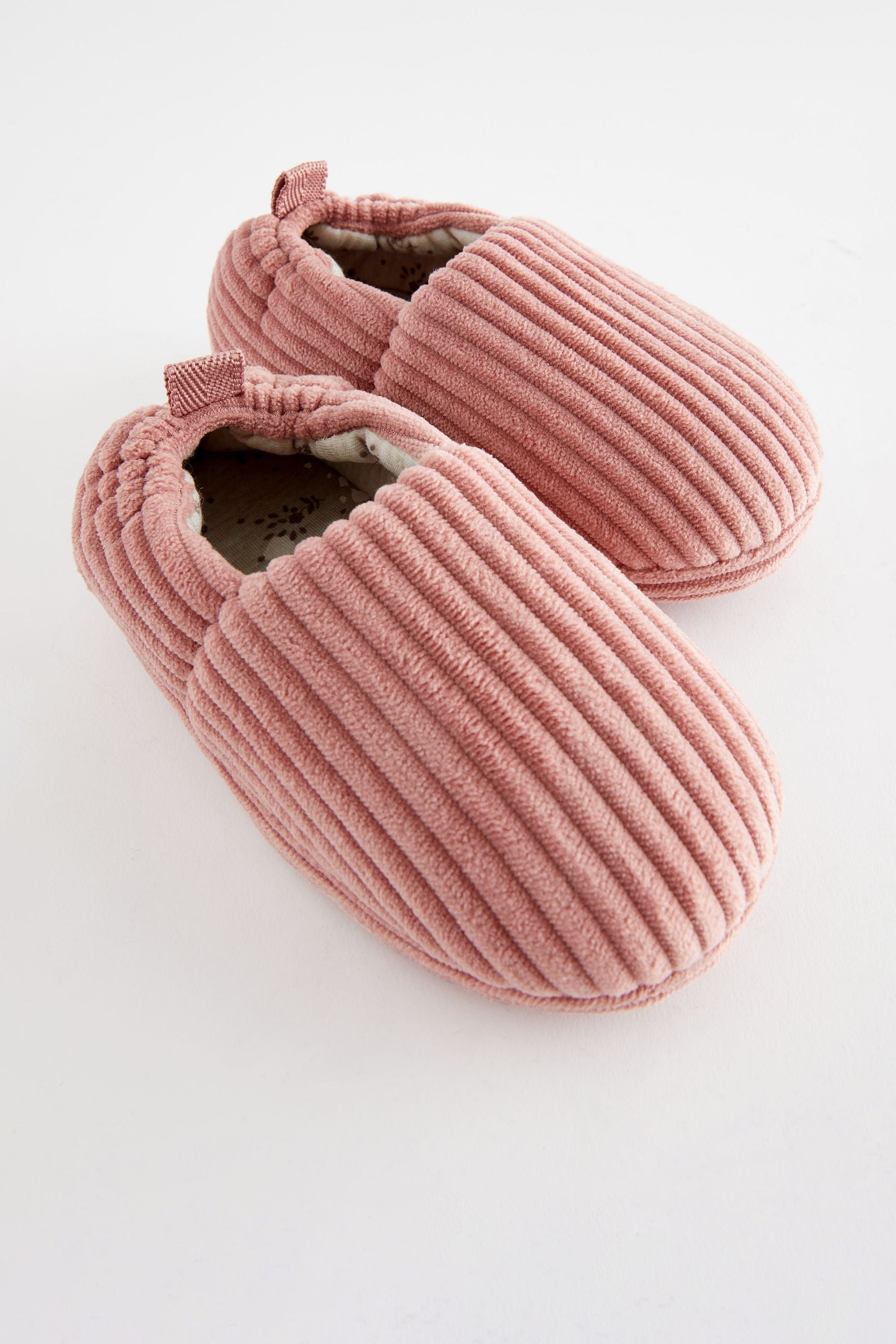 Pink Corduroy Teddy Borg Fleece Slippers