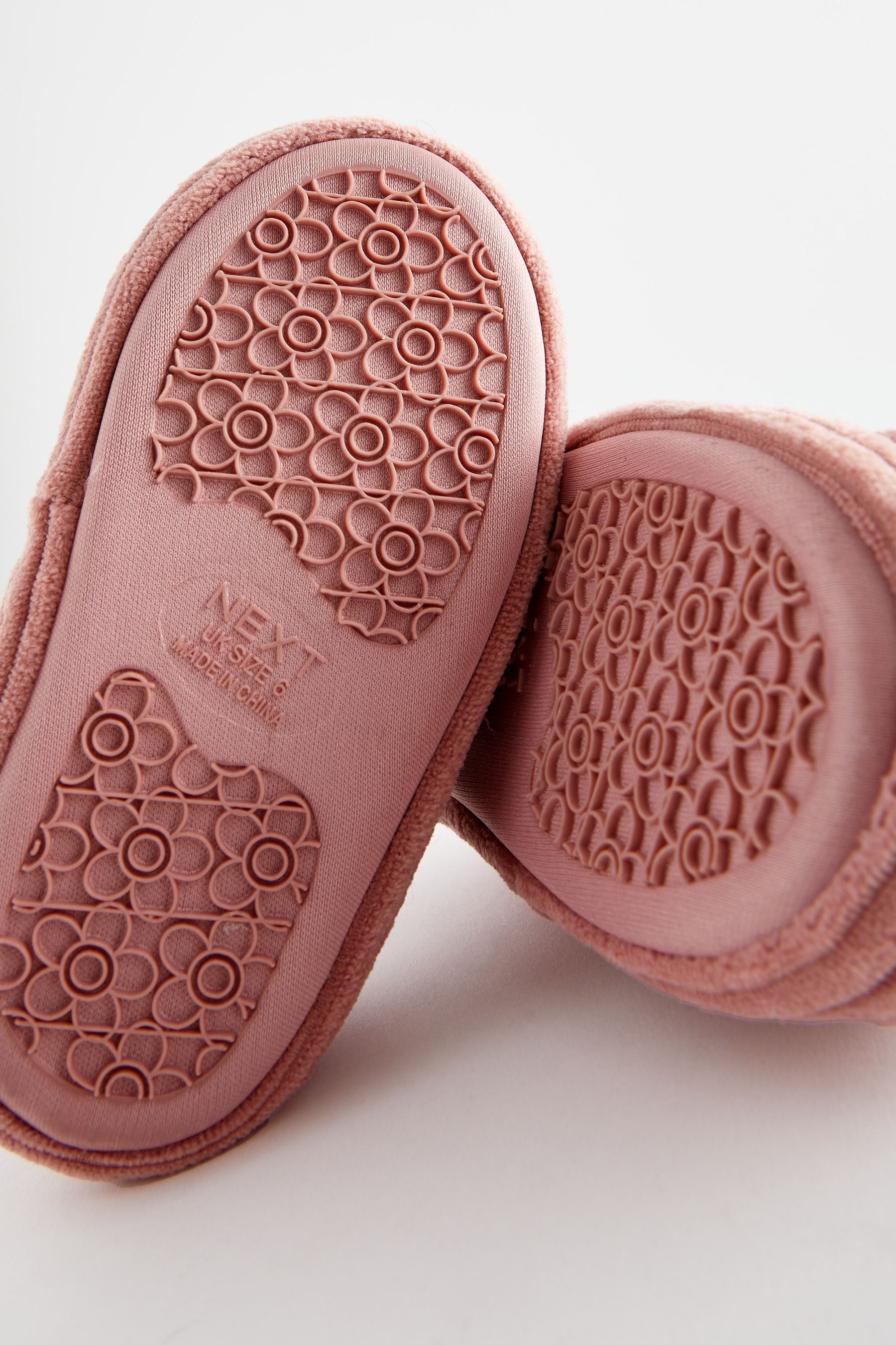 Pink Corduroy Teddy Borg Fleece Slippers