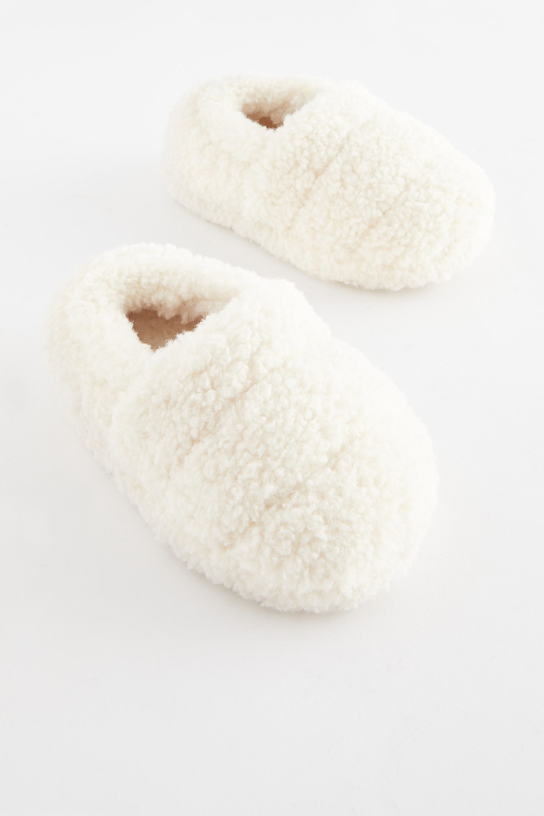 Cream Borg Teddy Borg Fleece Slippers