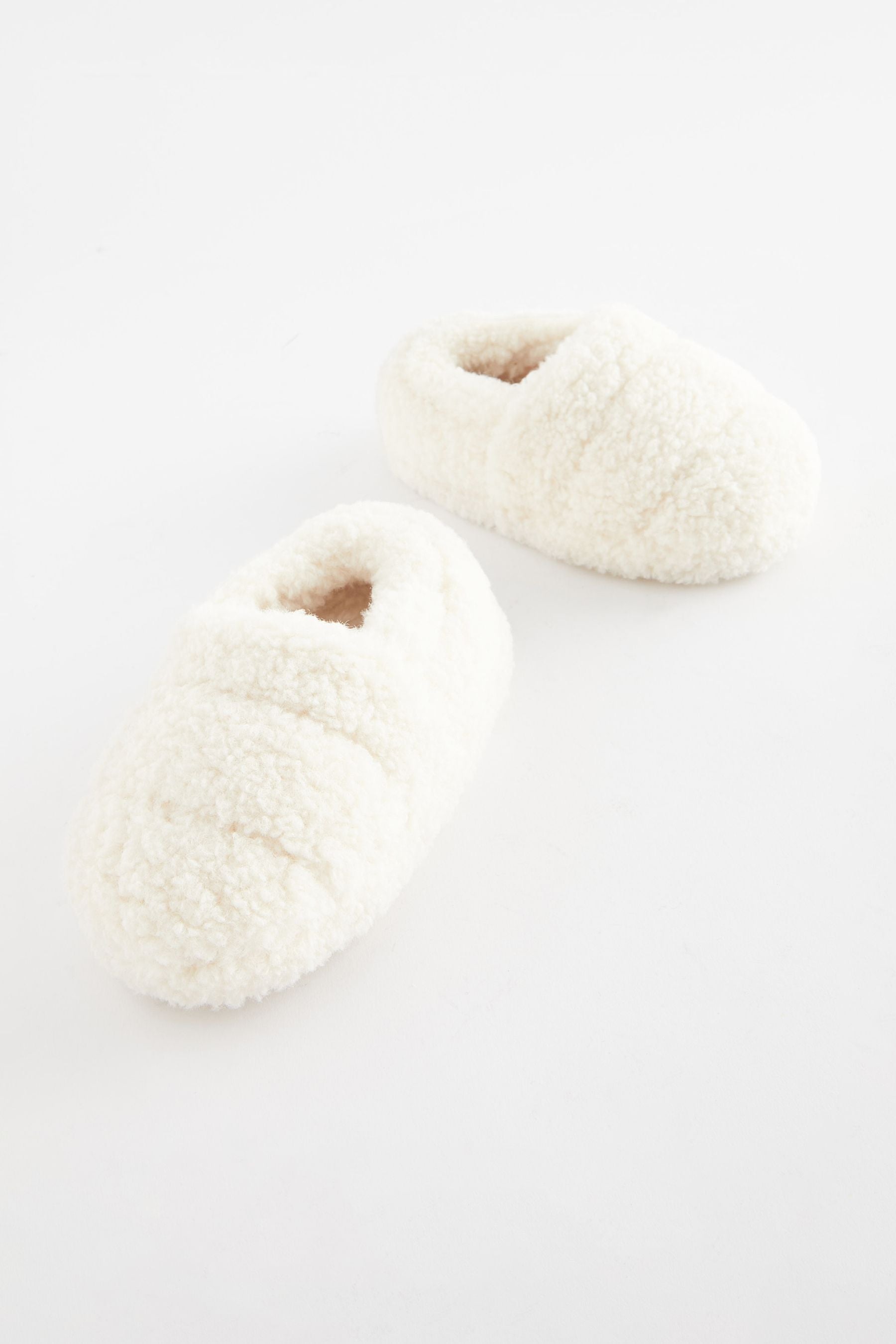 Cream Borg Teddy Borg Fleece Slippers