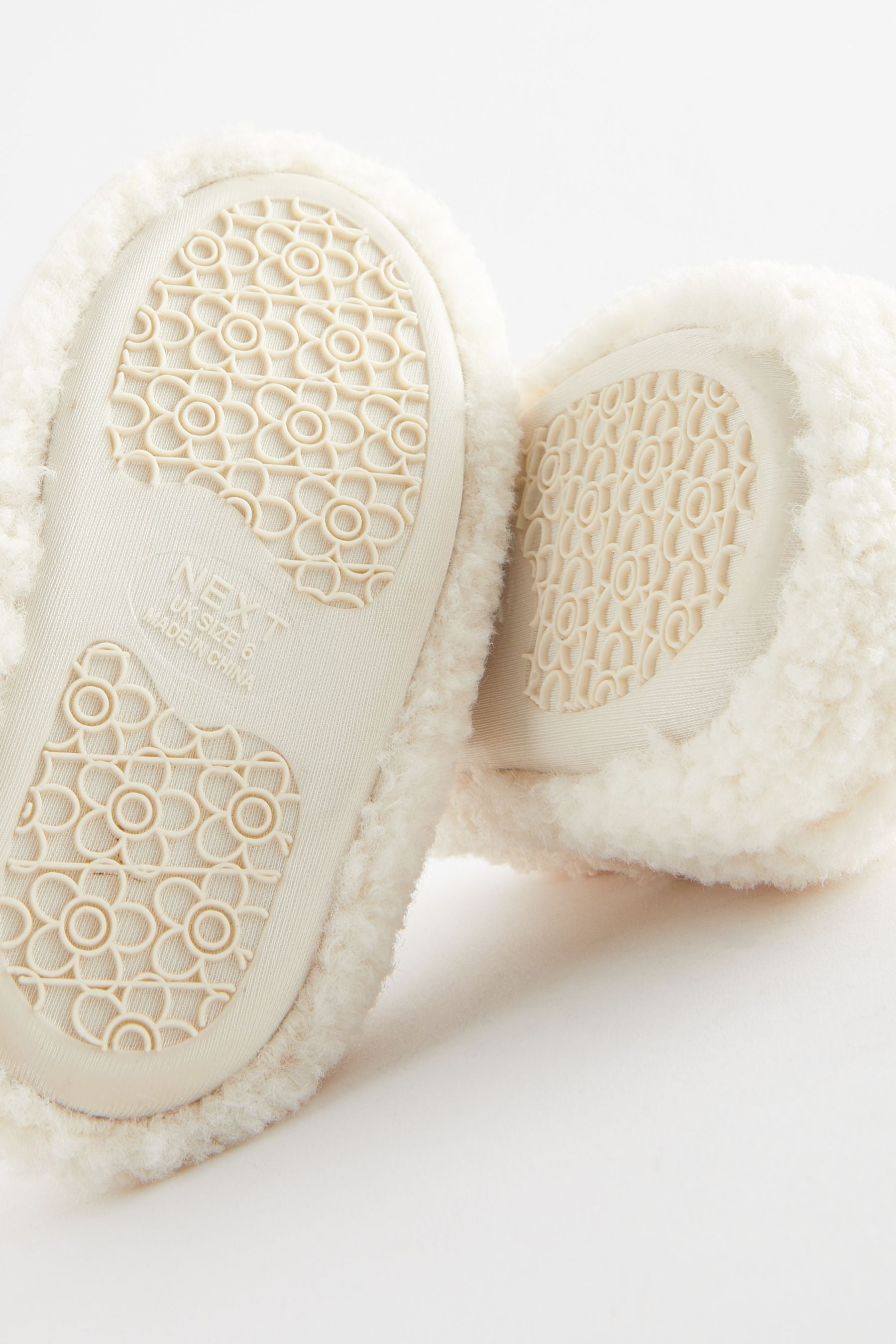 Cream Borg Teddy Borg Fleece Slippers