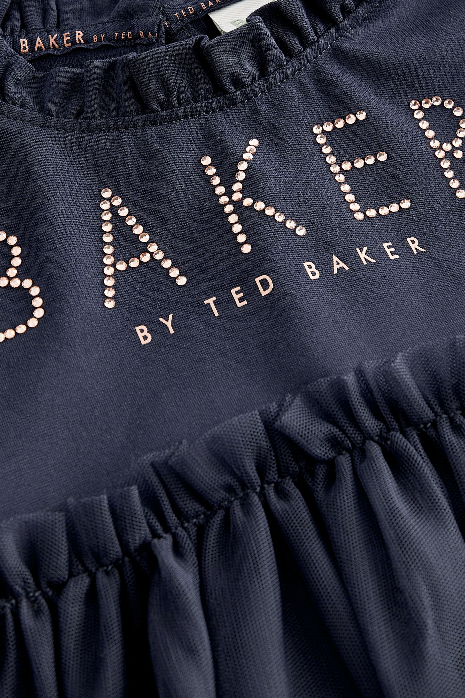 Navy Baker by Ted Baker Burgundy Floral Velour Leggings and Navy Tulle T-Shirt Set