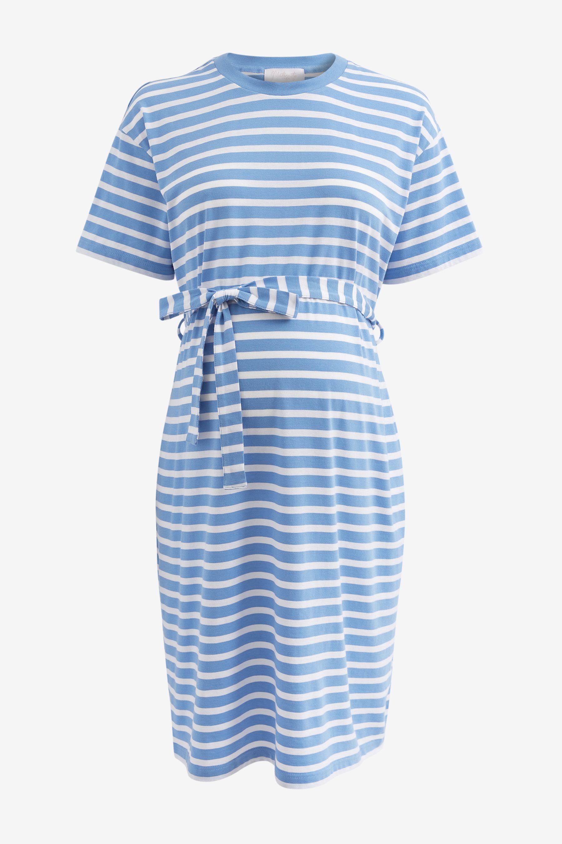 Blue/White Stripe Maternity Jersey Dress