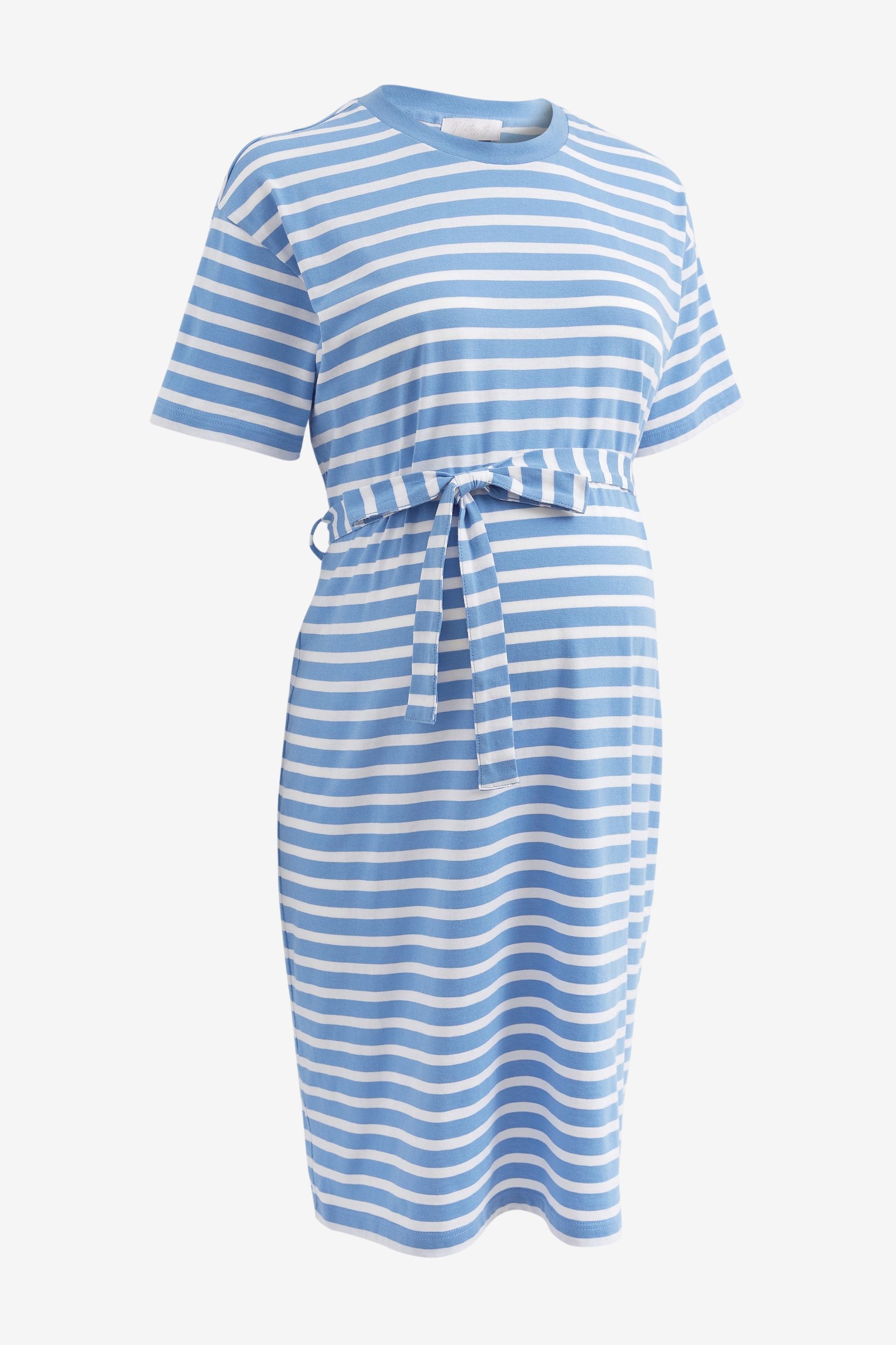 Blue/White Stripe Maternity Jersey Dress