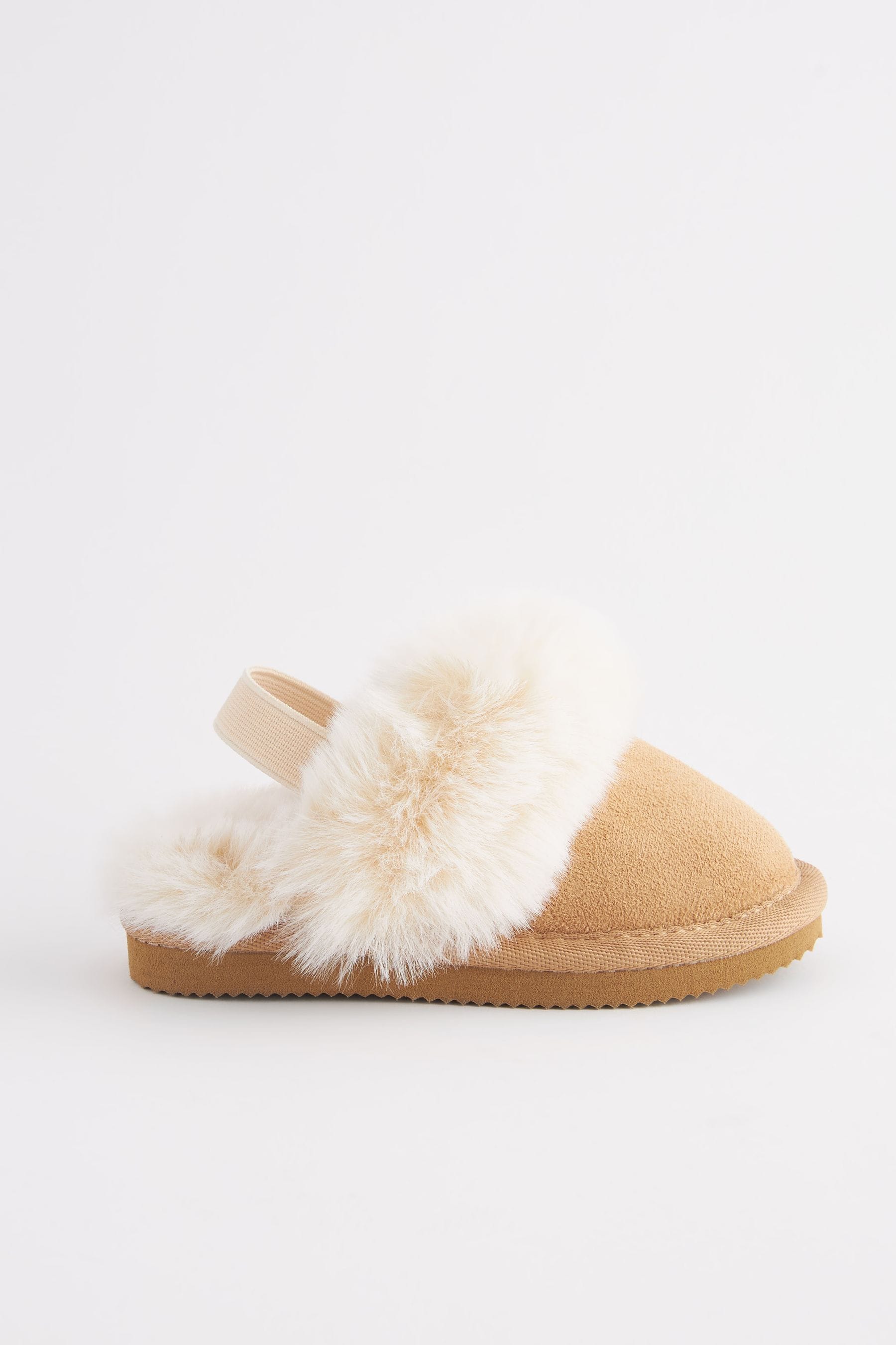 Tan Brown Faux Fur Mule Slippers