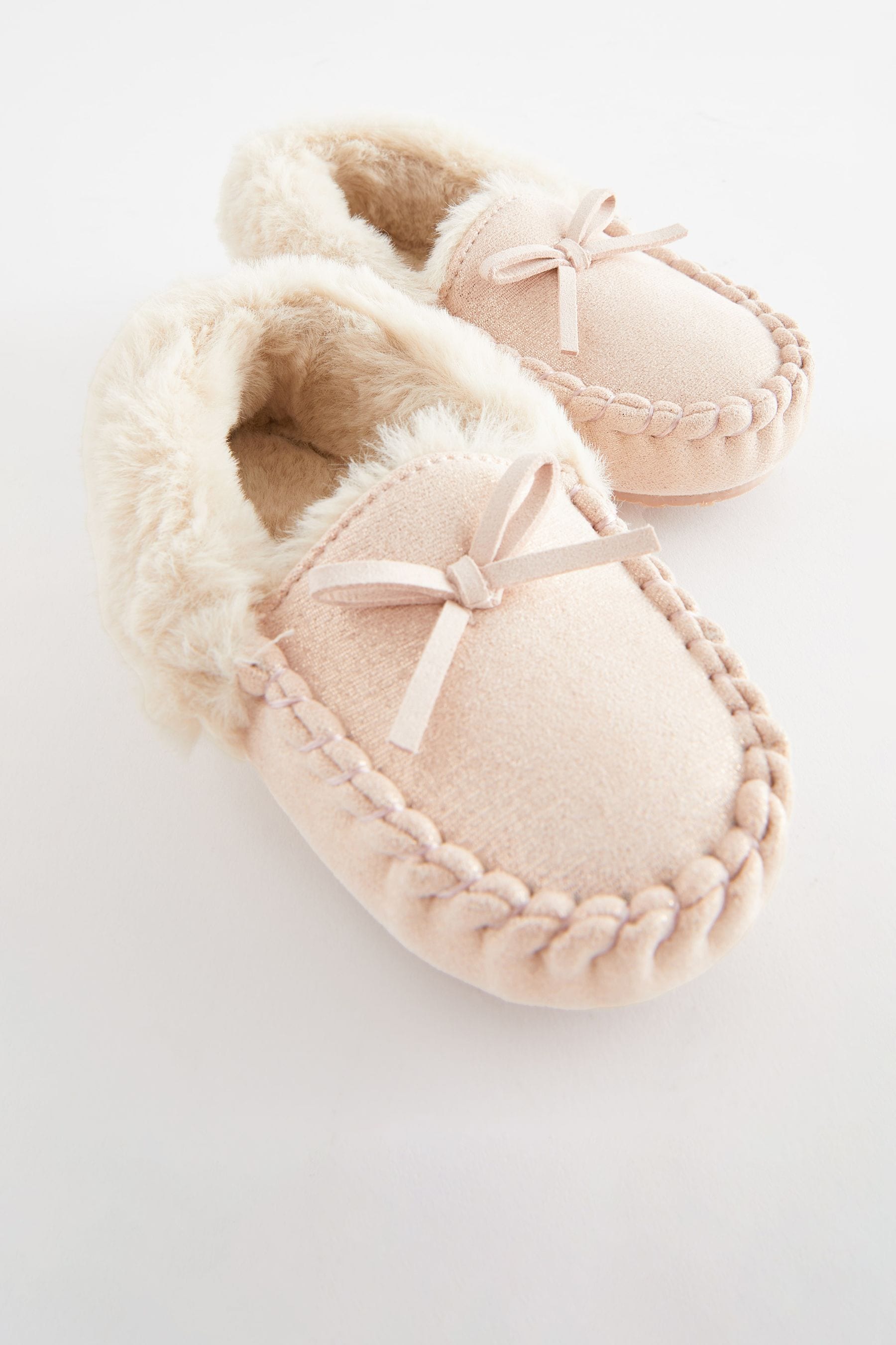 Pink Sparkle Moccasin Slippers