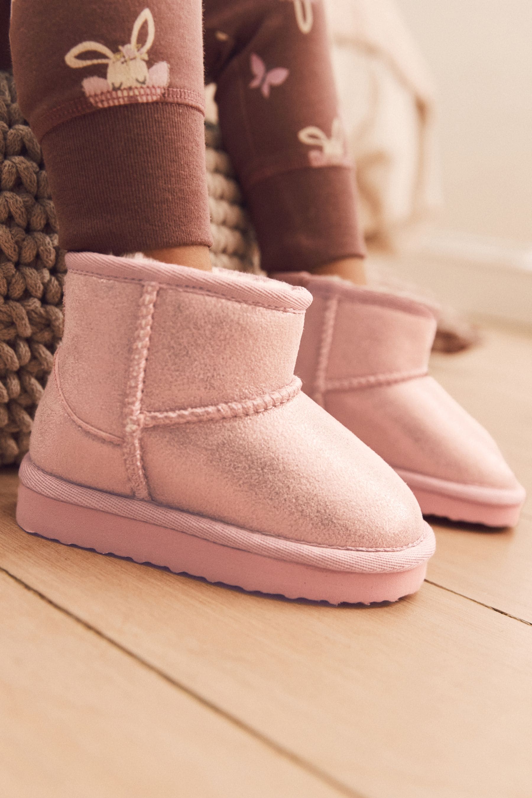 Pink Shimmer Slipper Boots