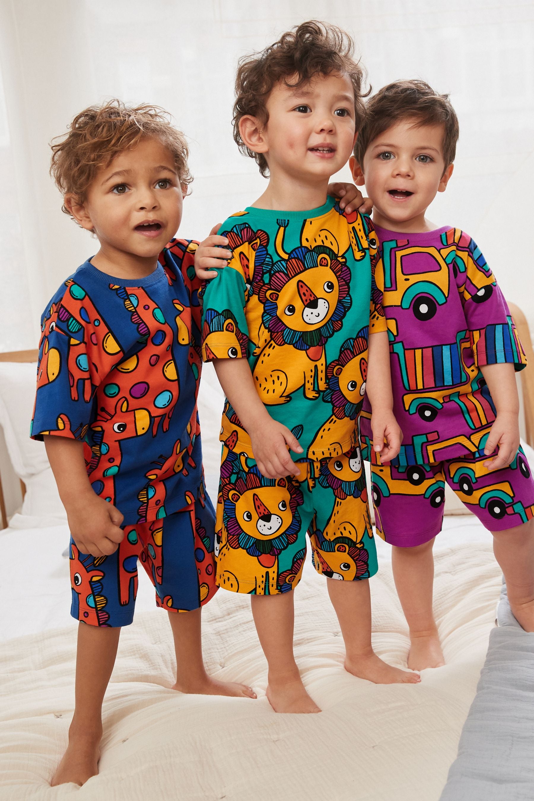 Navy/Purple Characters 3 Pack Short Pyjamas (9mths-10yrs)