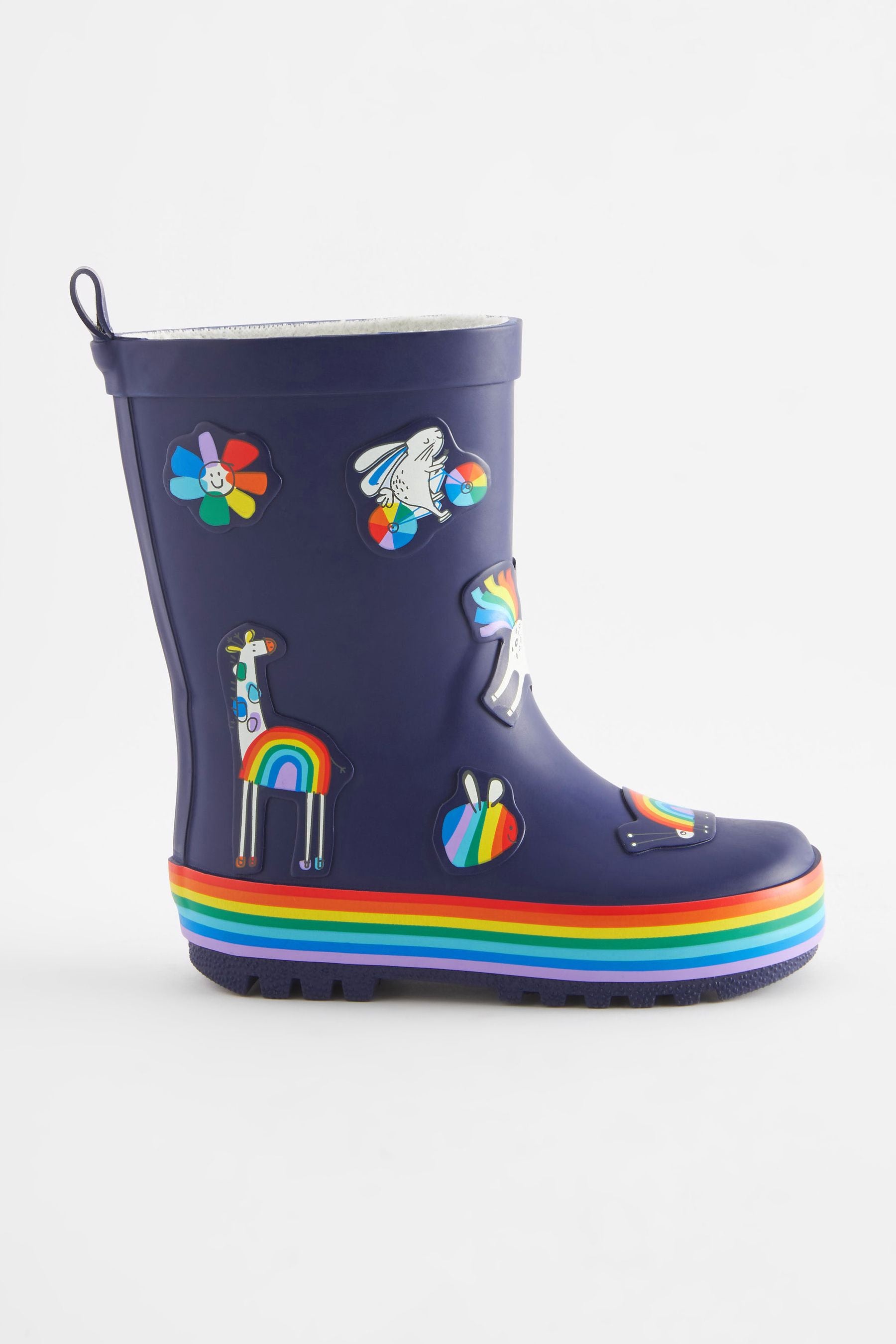 Navy Blue Rainbow Rubber Wellies