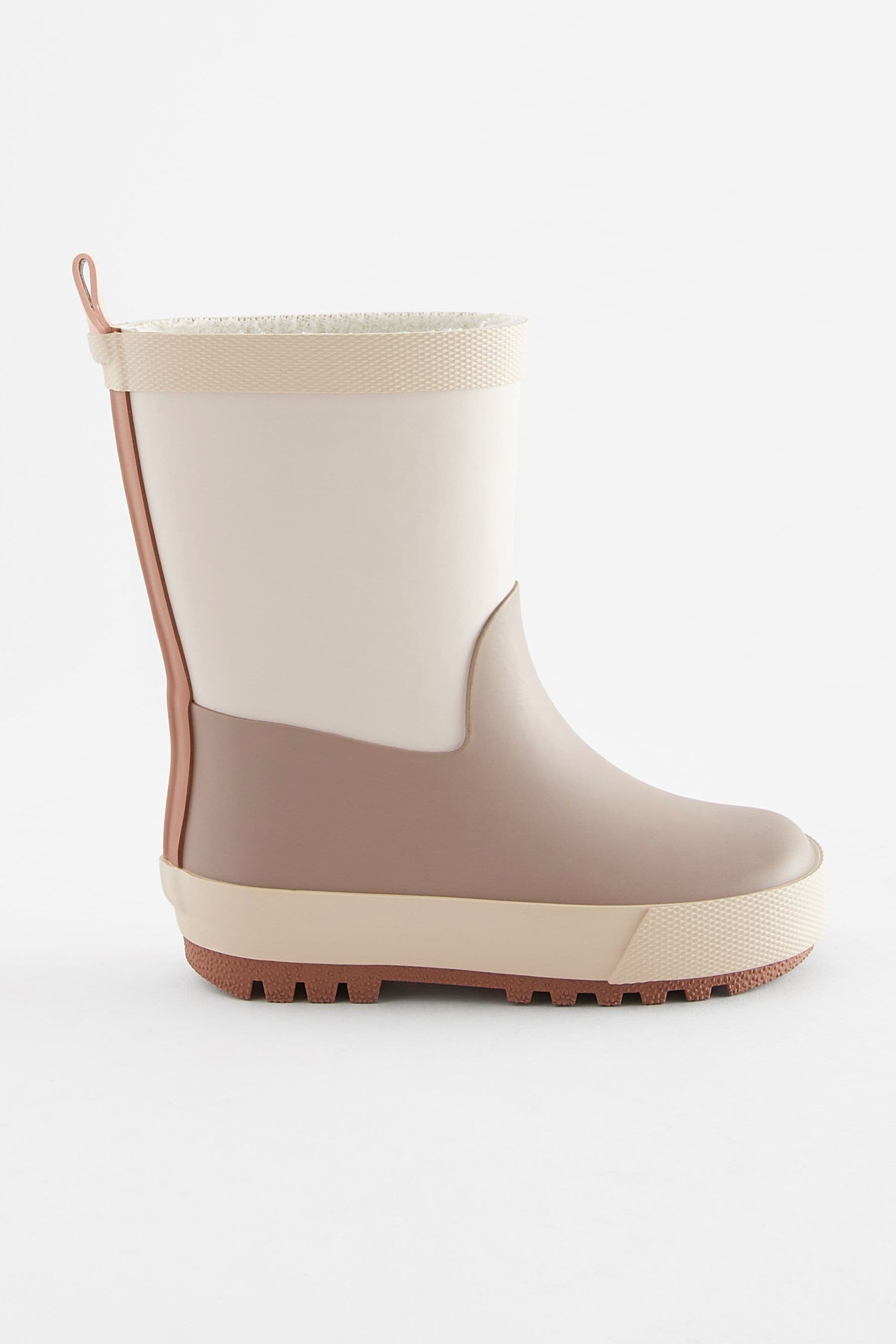 Beige Neutral Colourblock Rubber Wellies