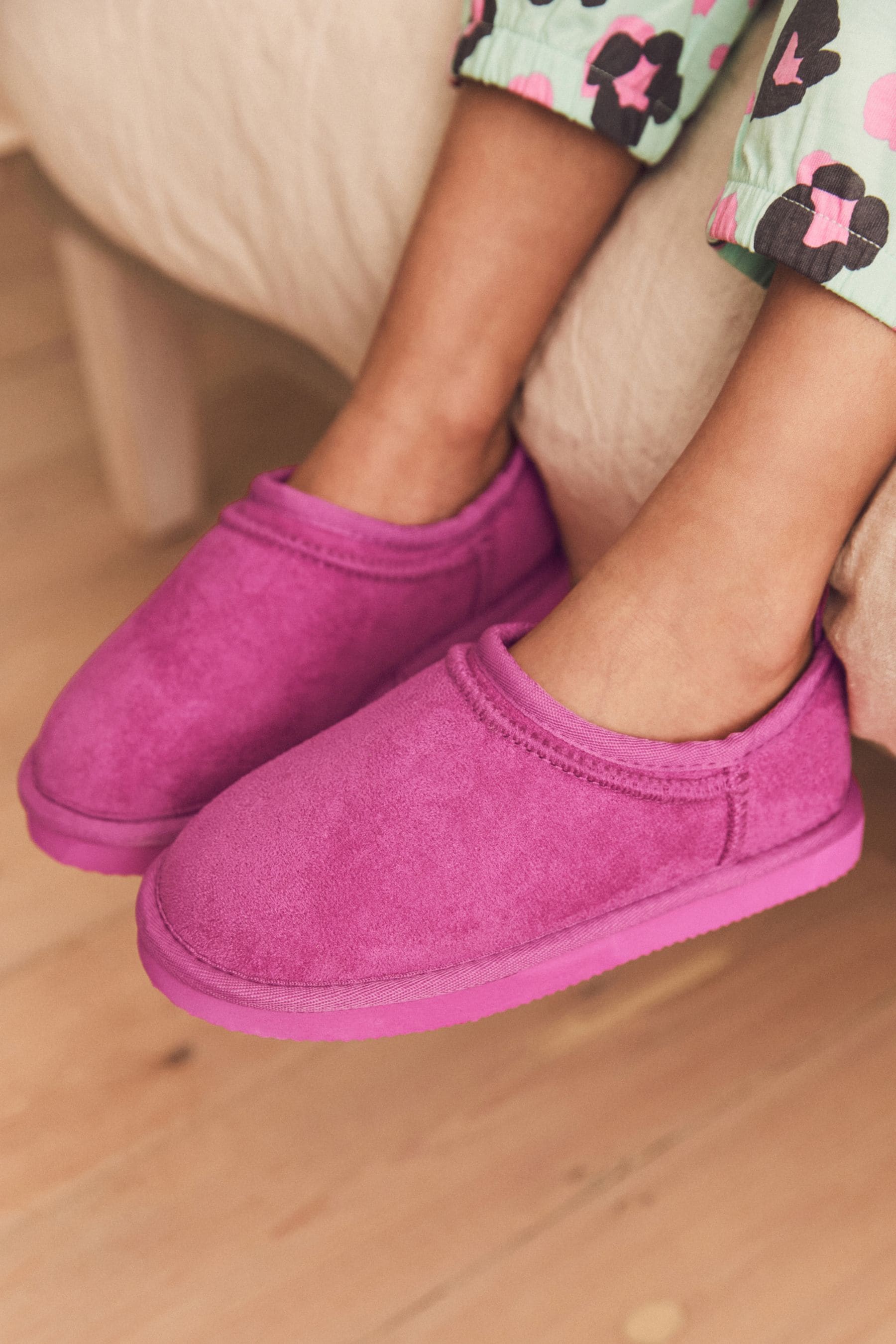 Bright Pink Cosy Faux Fur Lined Slipper Boots