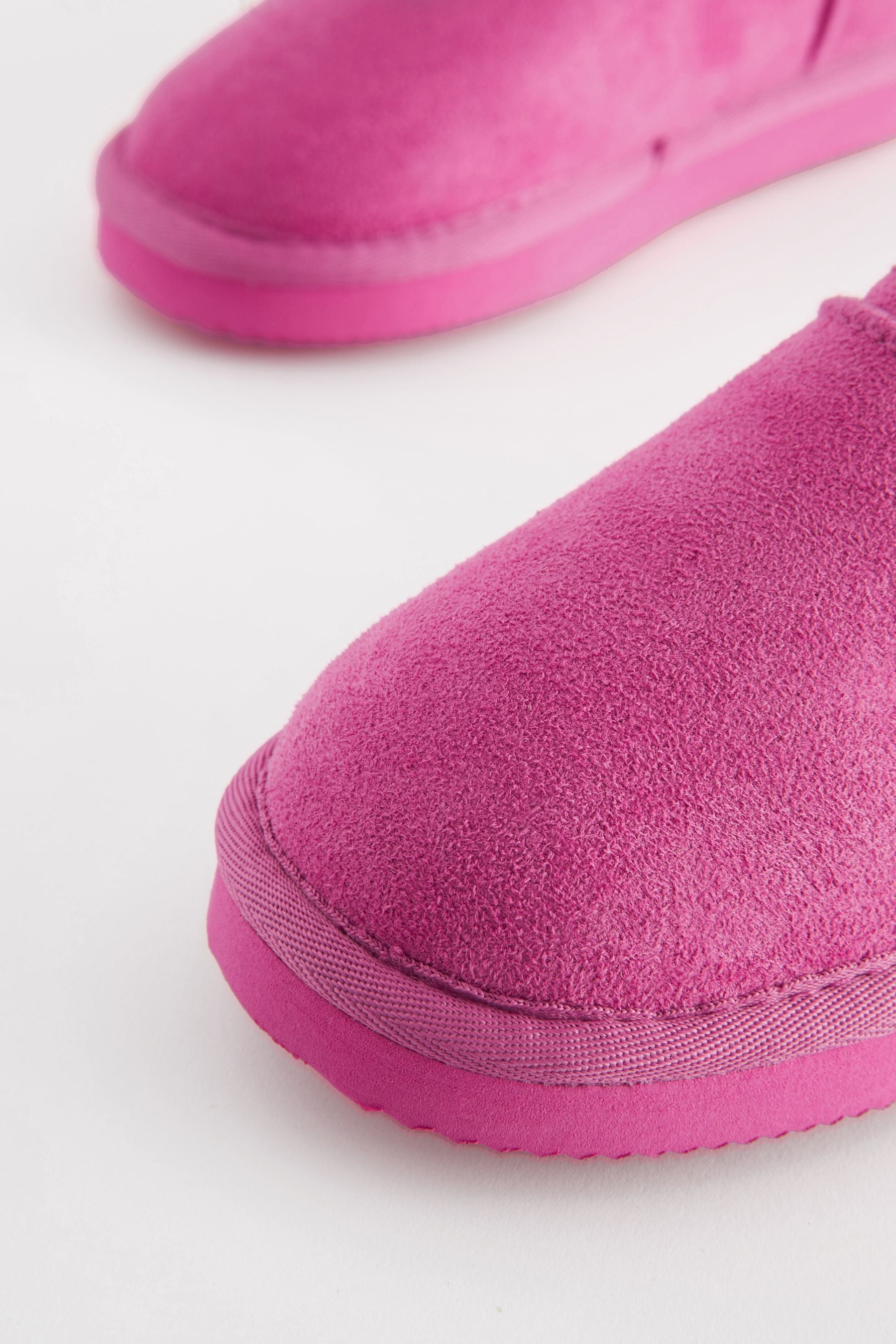 Bright Pink Cosy Faux Fur Lined Slipper Boots