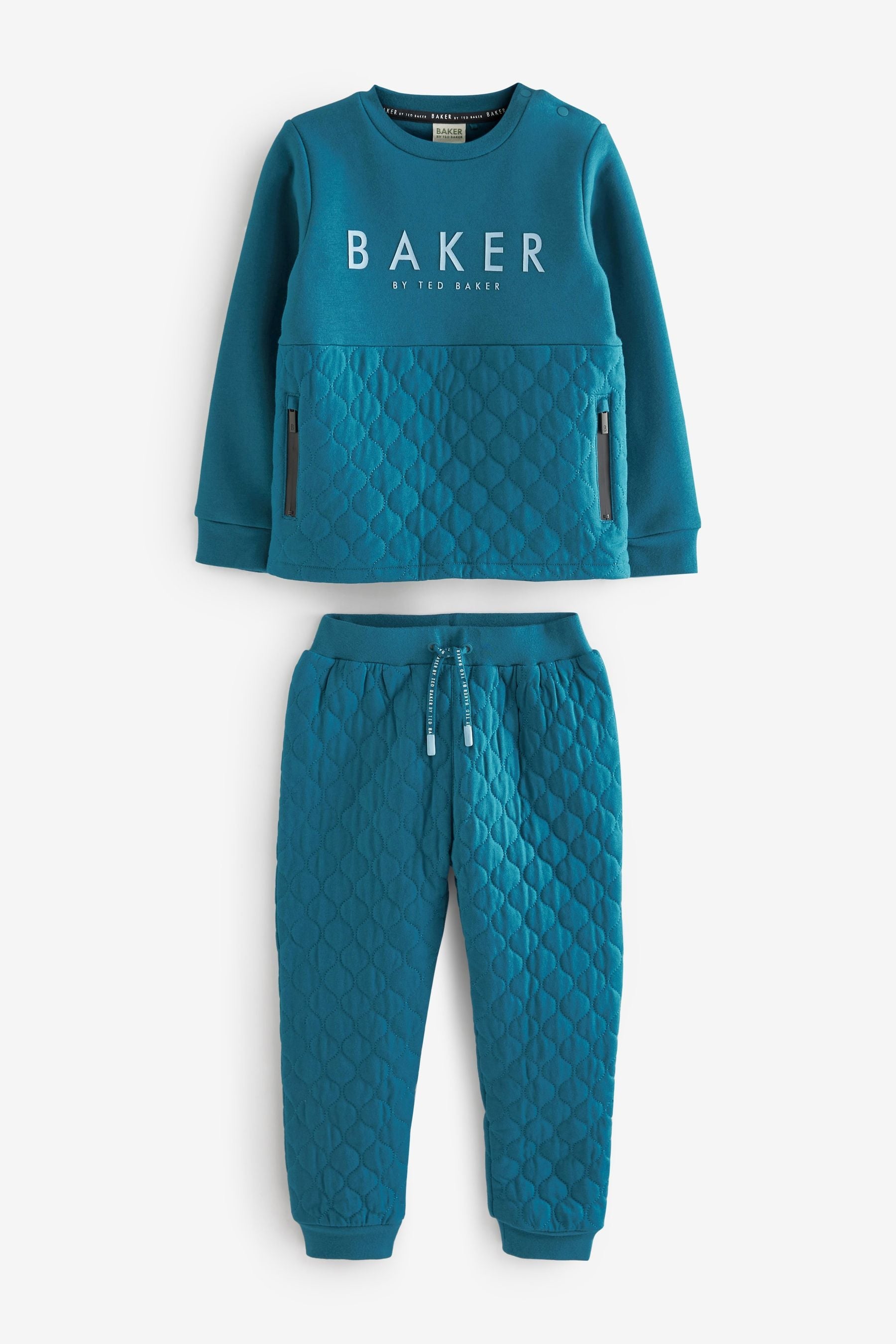 Teal Blue Baker by Ted Baker (0-6yrs) Quilted Sweater and Jogger Set