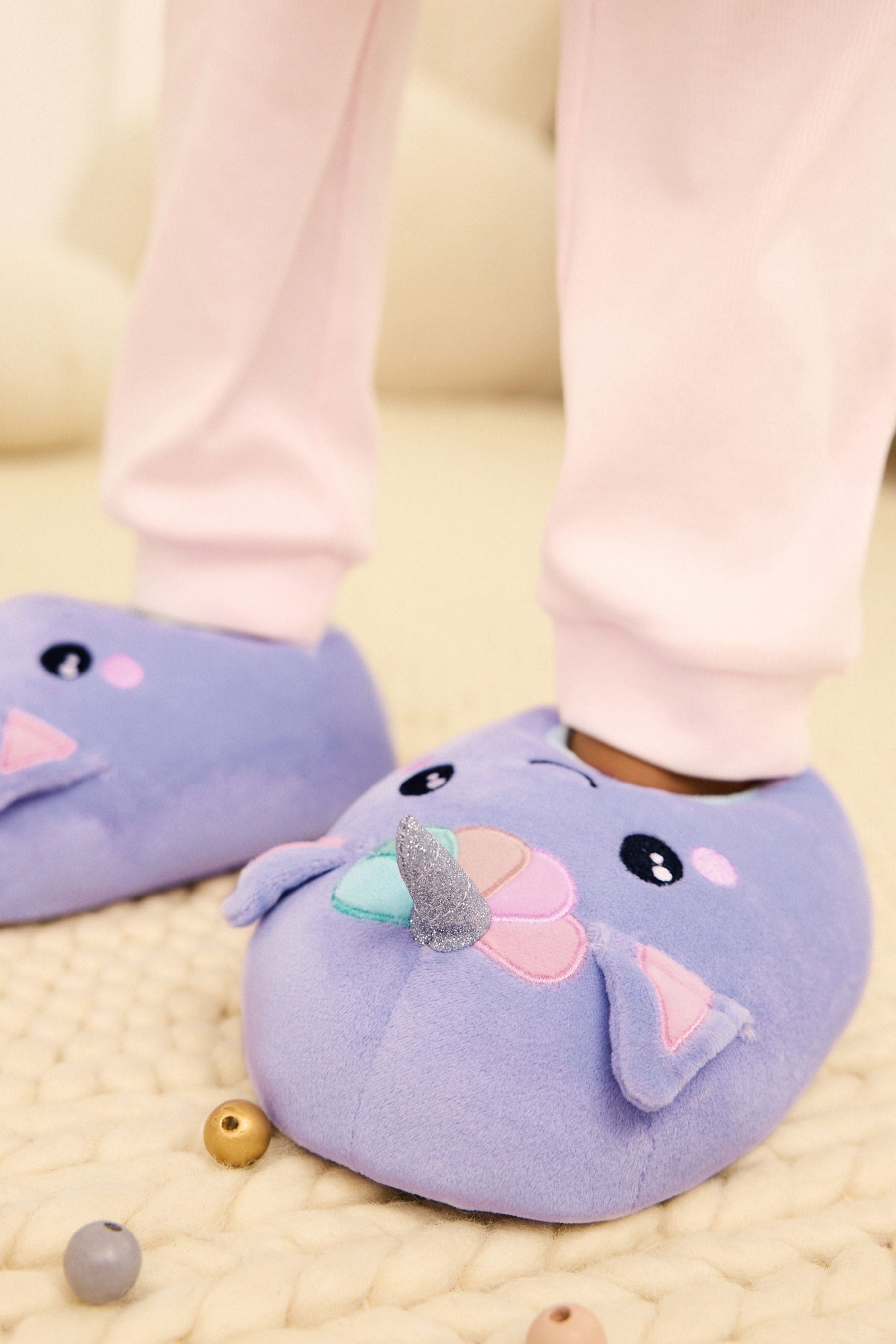 Purple Caticorn Plush Slippers