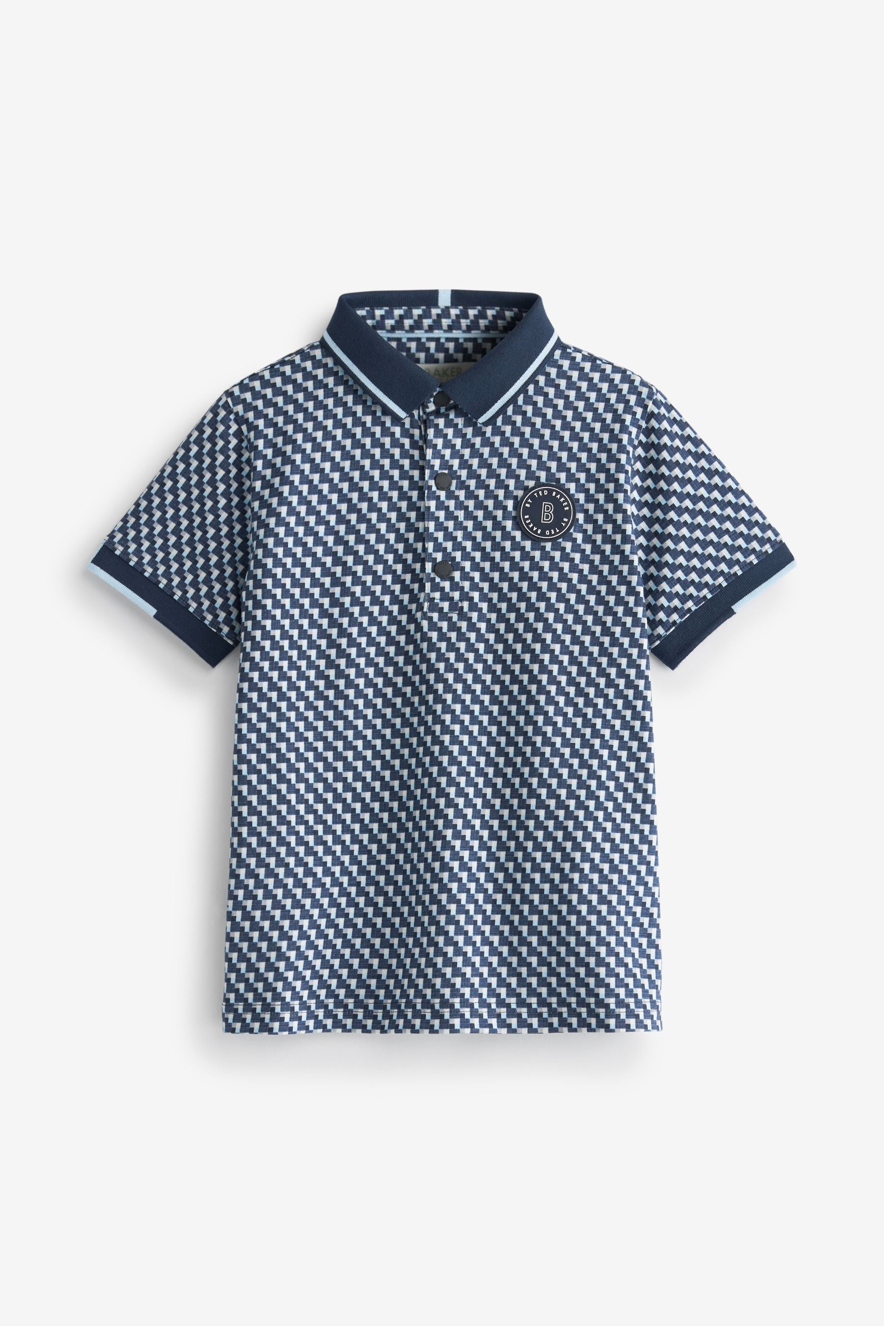 Navy Baker by Ted Baker Geometric Polo Shirt