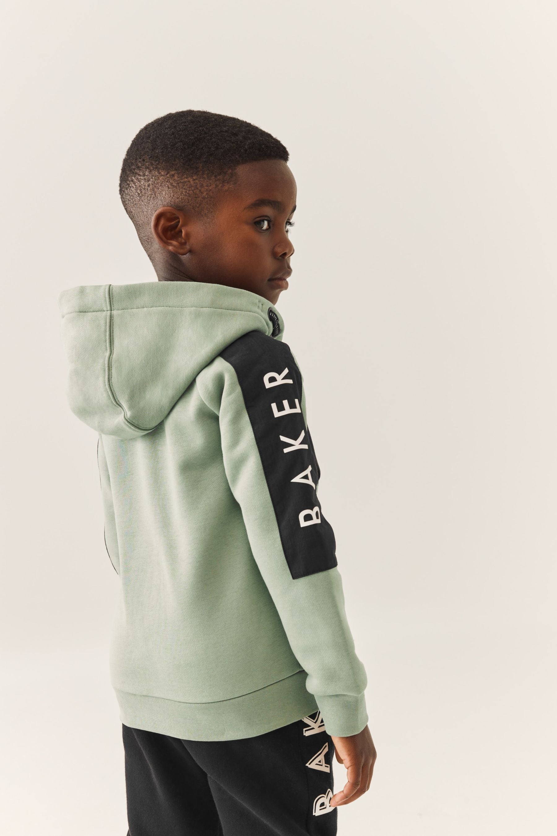 Green Baker by Ted Baker Panelled Zip Through Hoodie