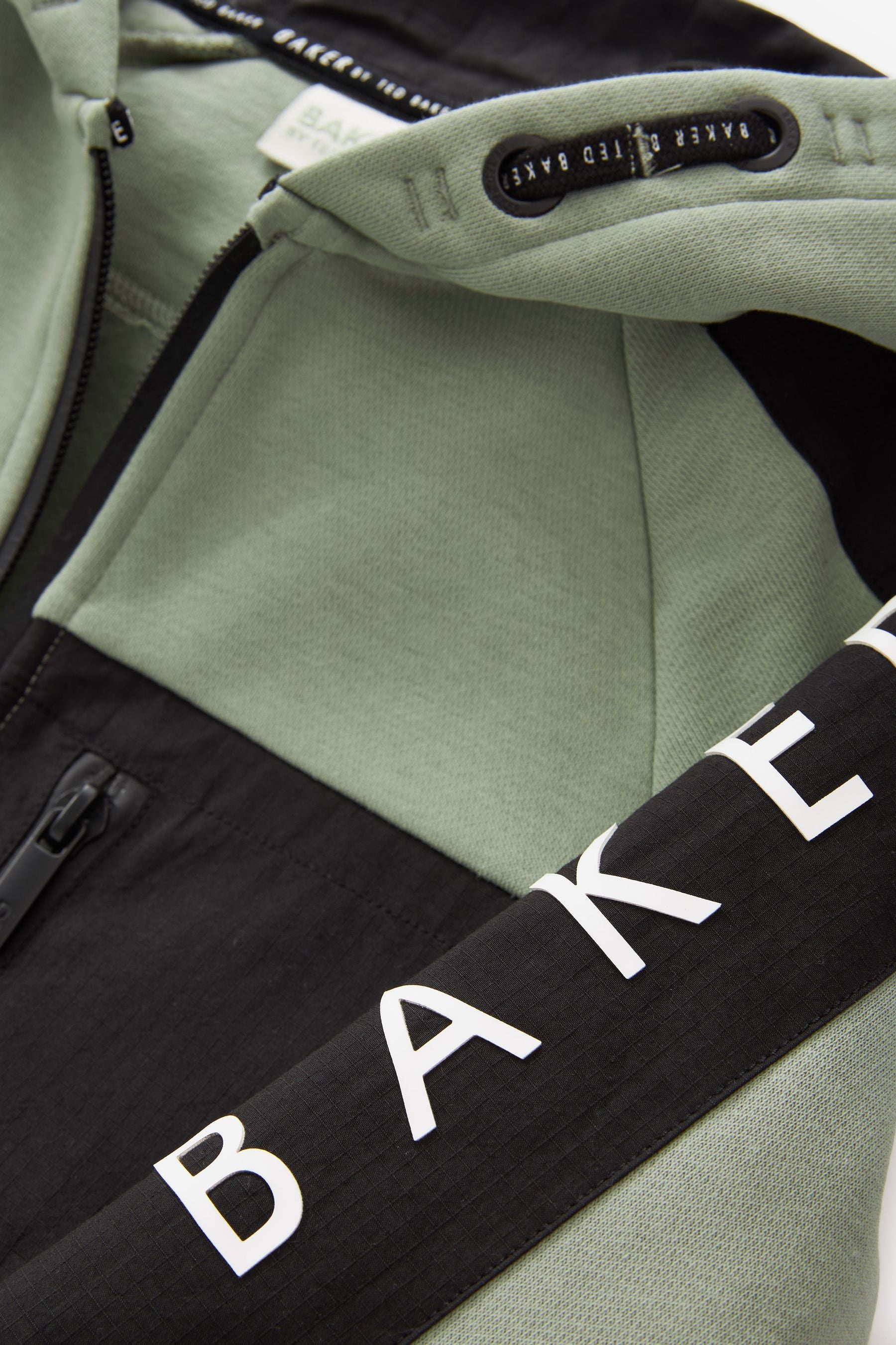 Green Baker by Ted Baker Panelled Zip Through Hoodie