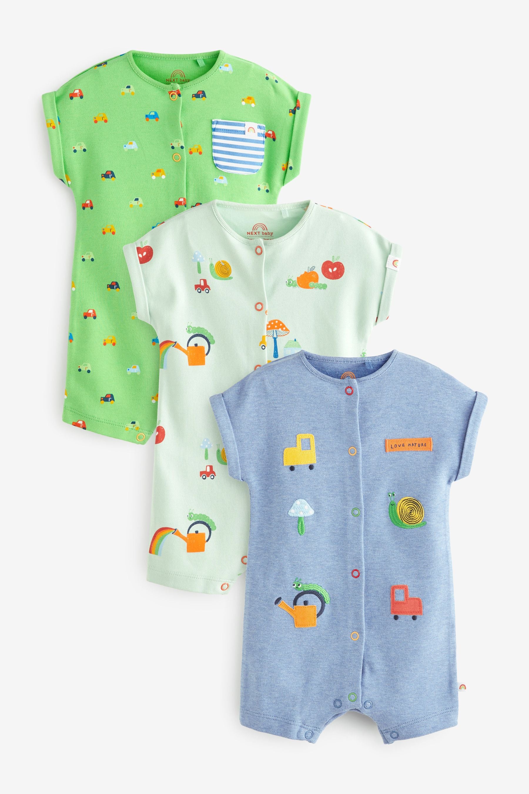 Multi Garden Baby Rompers 3 Pack