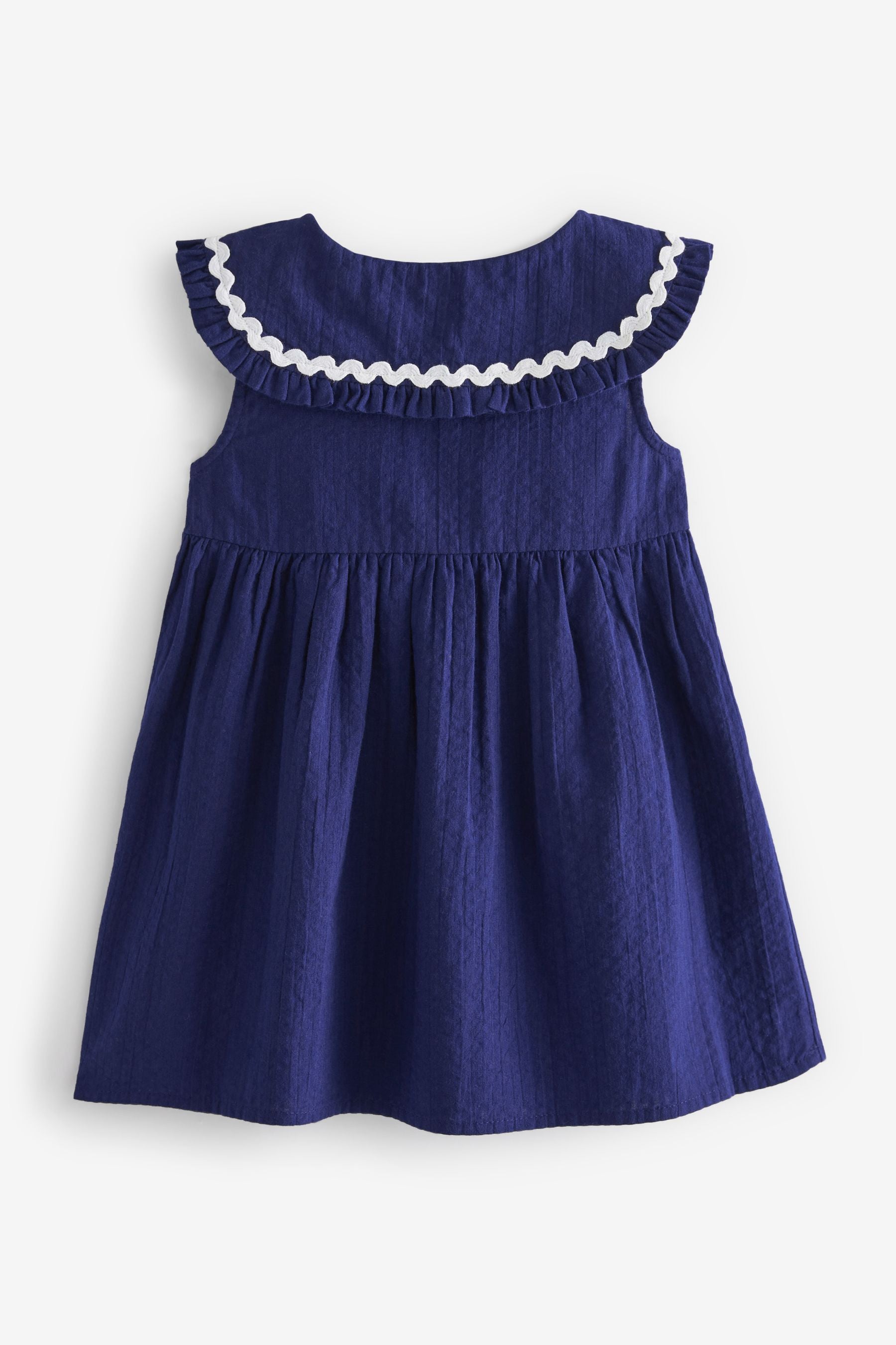 Navy Blue Cotton Collar Dress (3mths-8yrs)