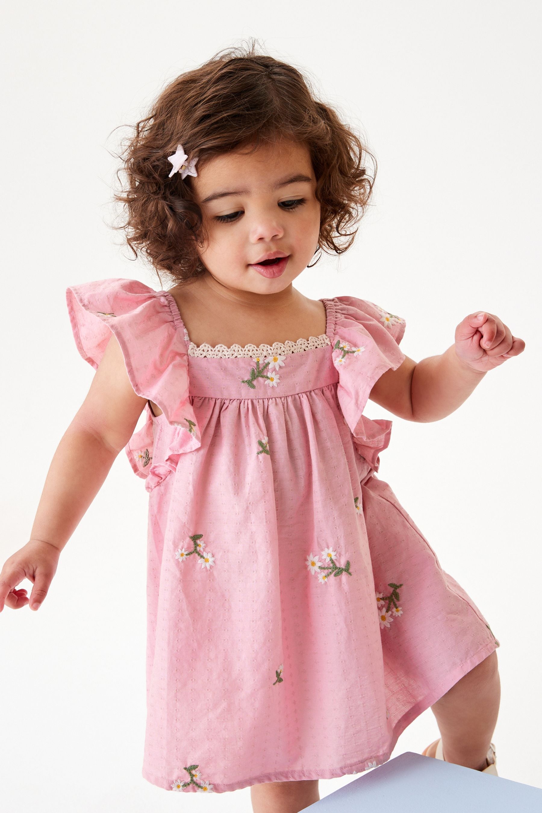 Pink Embroidered Frill Dress (3mths-8yrs)