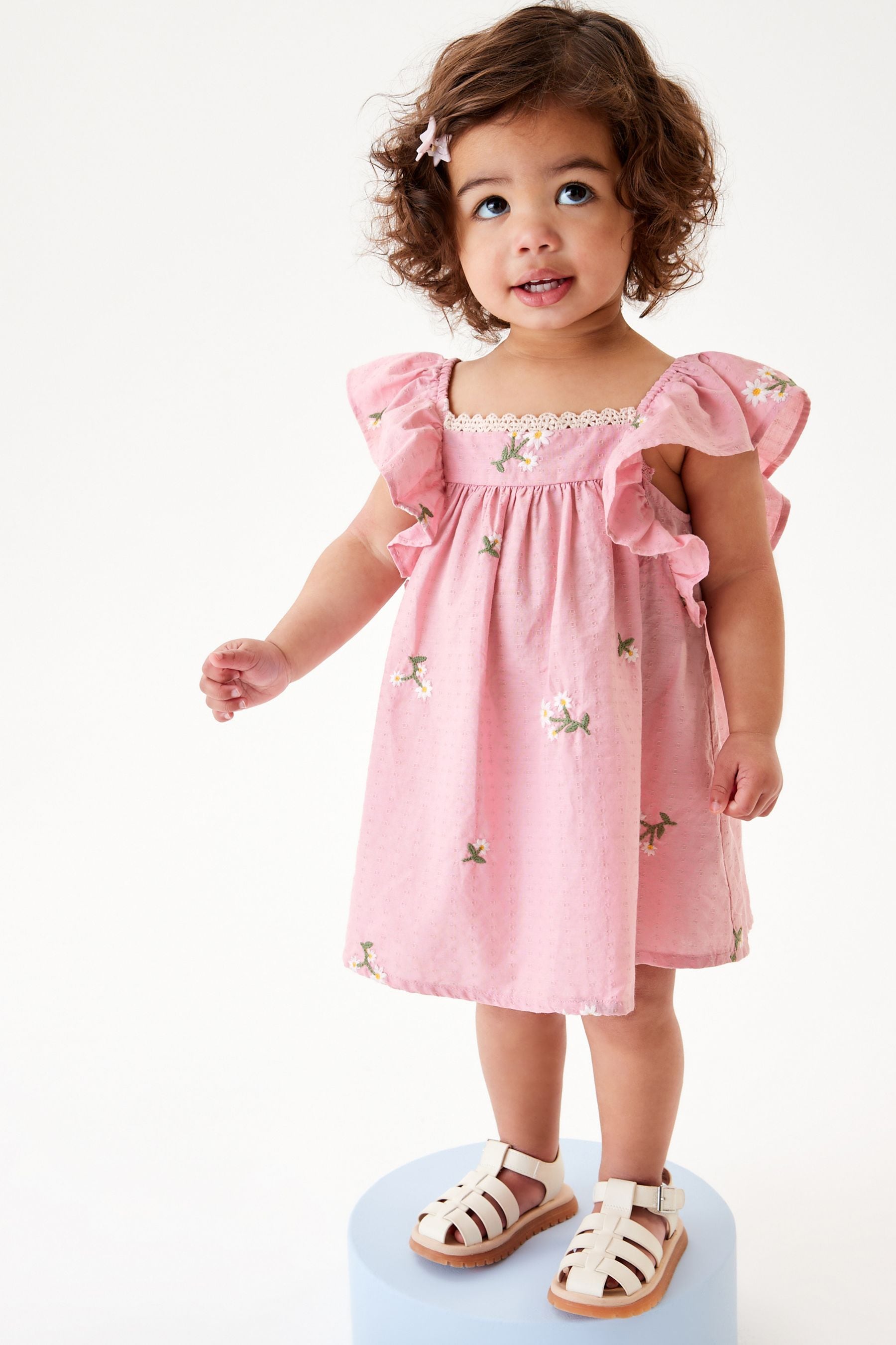 Pink Embroidered Frill Dress (3mths-8yrs)