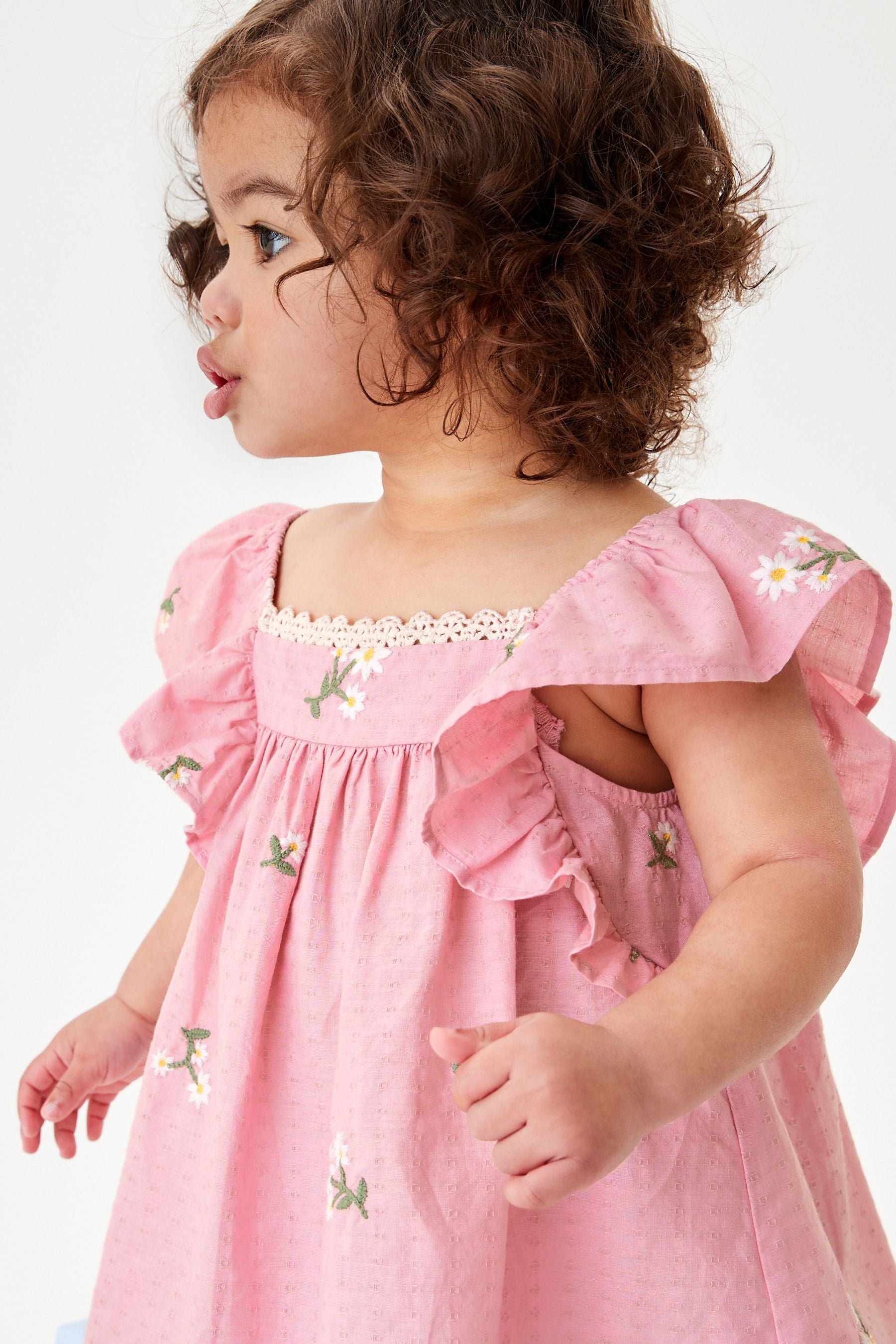 Pink Embroidered Frill Dress (3mths-8yrs)