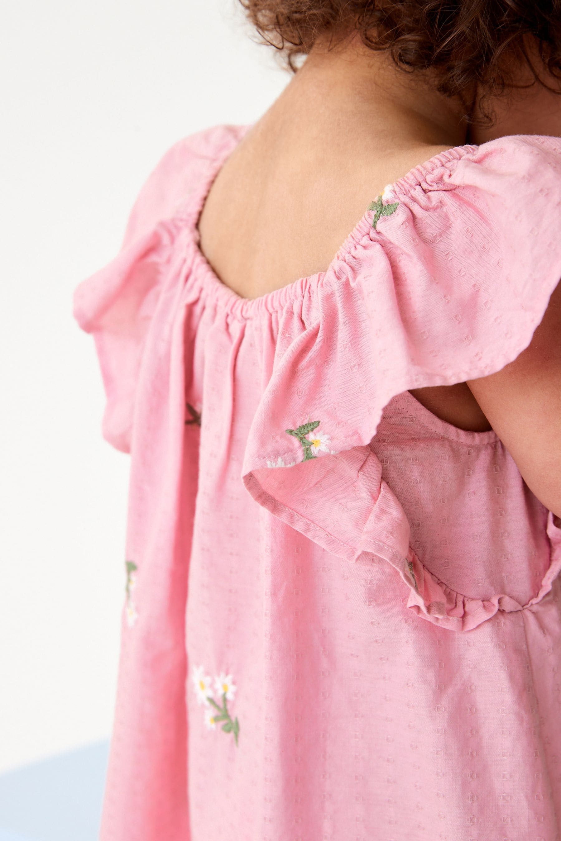 Pink Embroidered Frill Dress (3mths-8yrs)