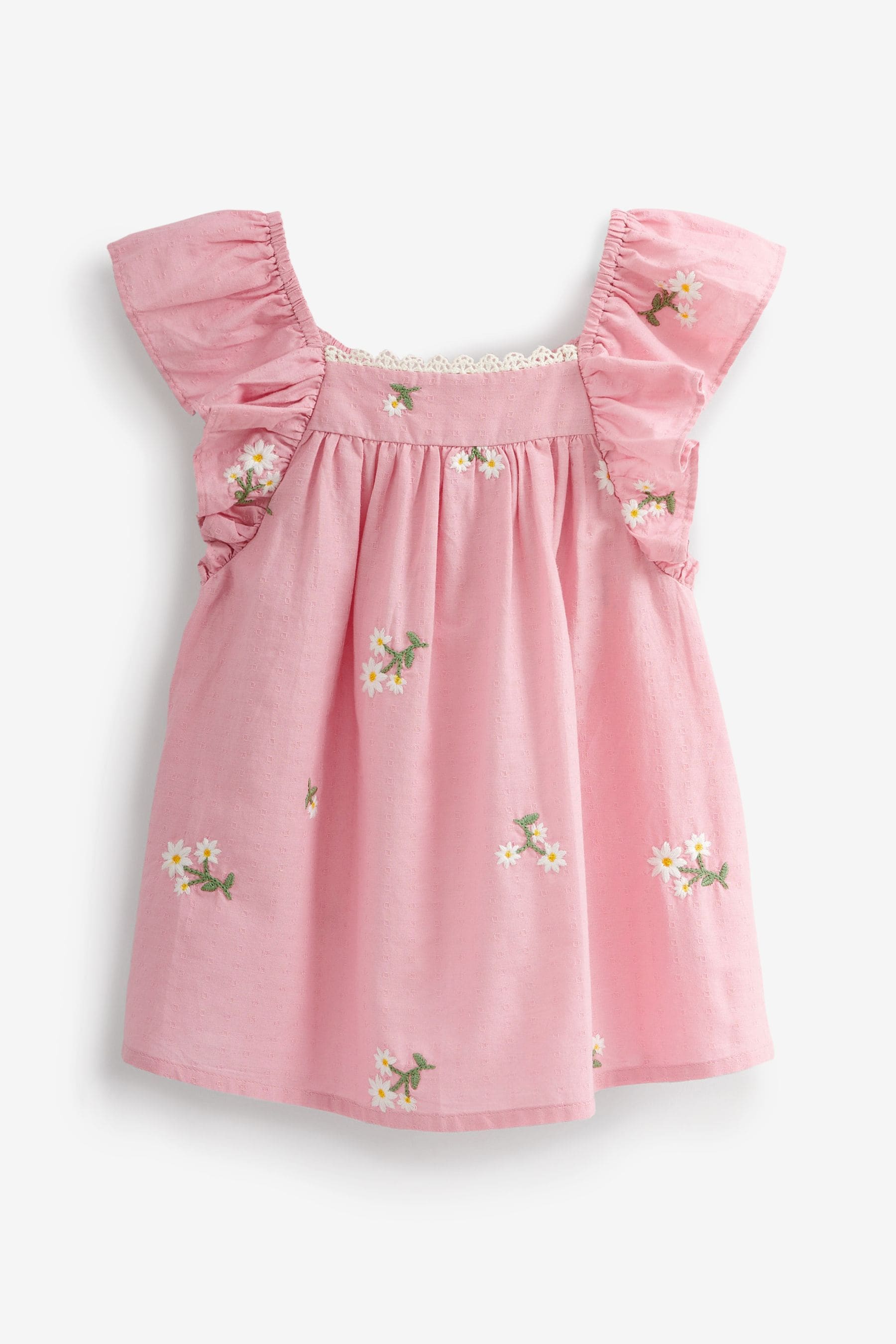 Pink Embroidered Frill Dress (3mths-8yrs)