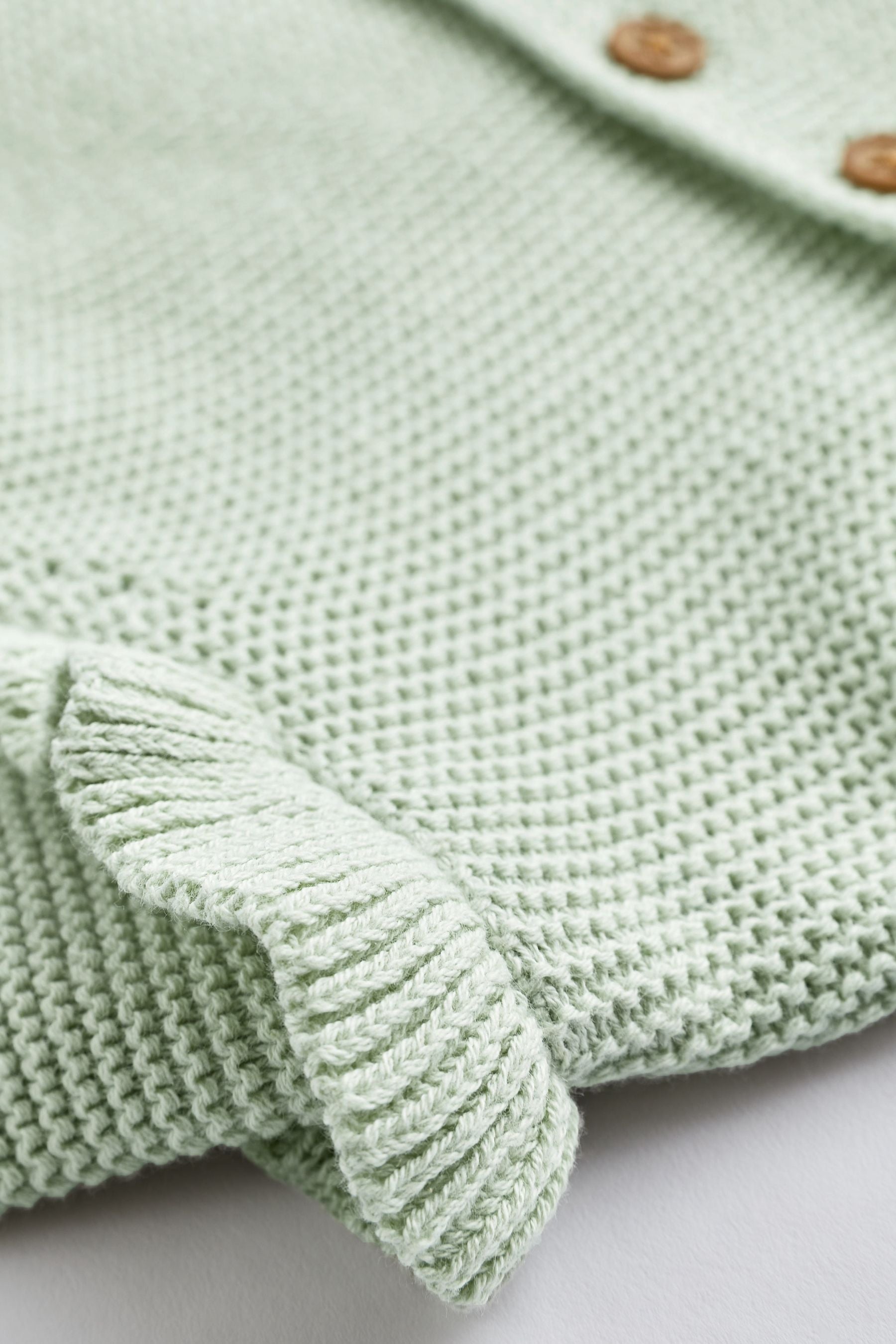 Green Baby Frill Shoulder Knitted Cardigan (0mths-2yrs)