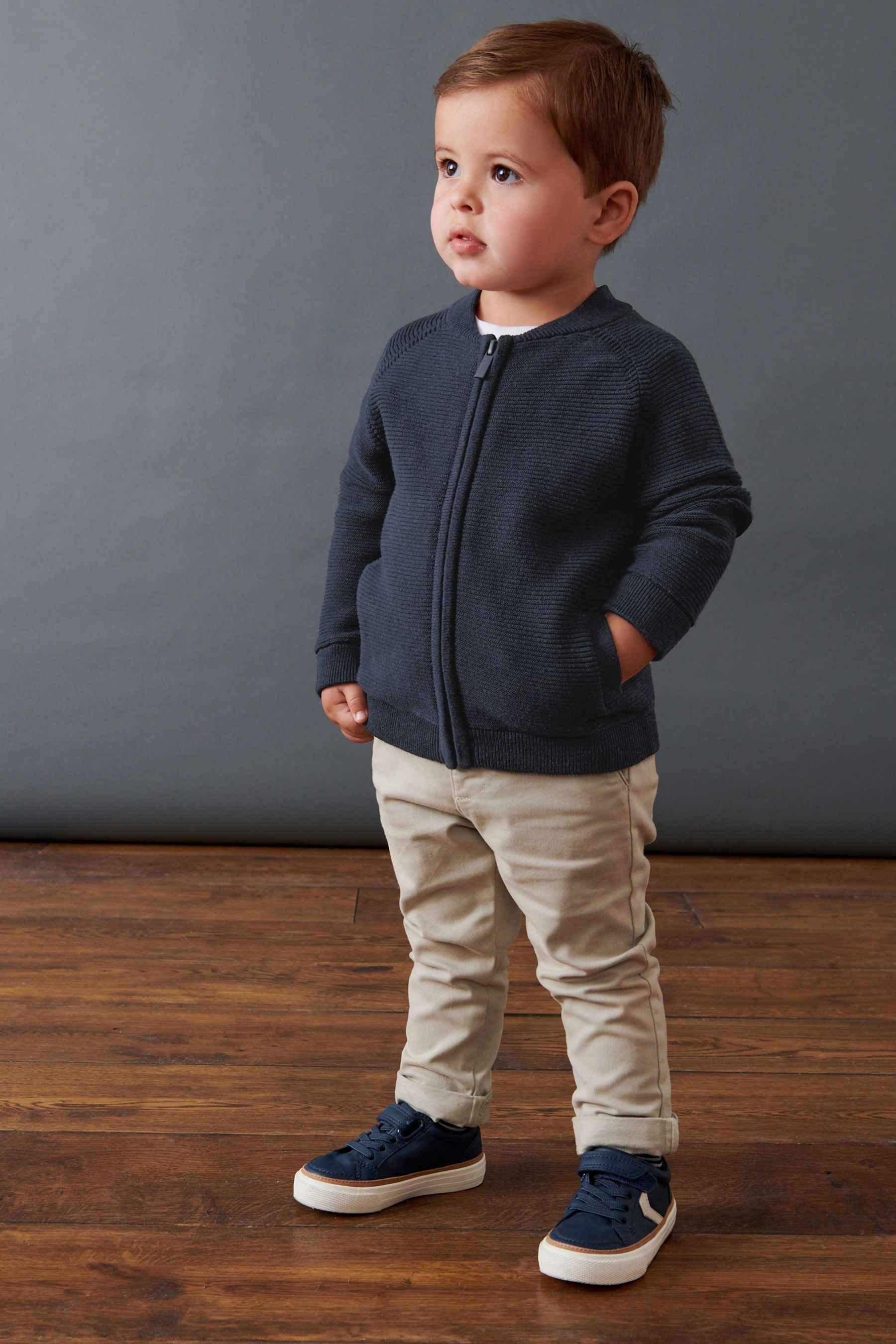 Navy Zip Through Cardigan (3mths-7yrs)